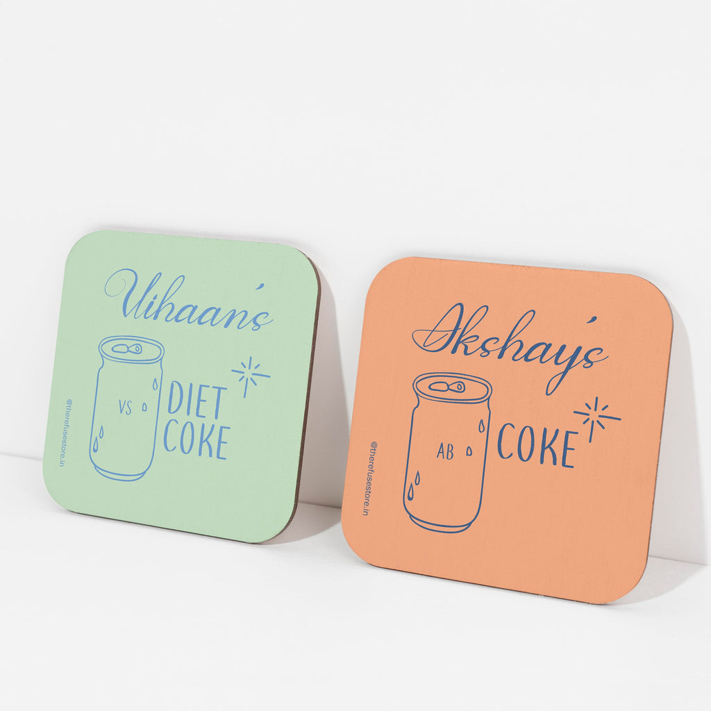 persoanlised diet coke & coke coasters