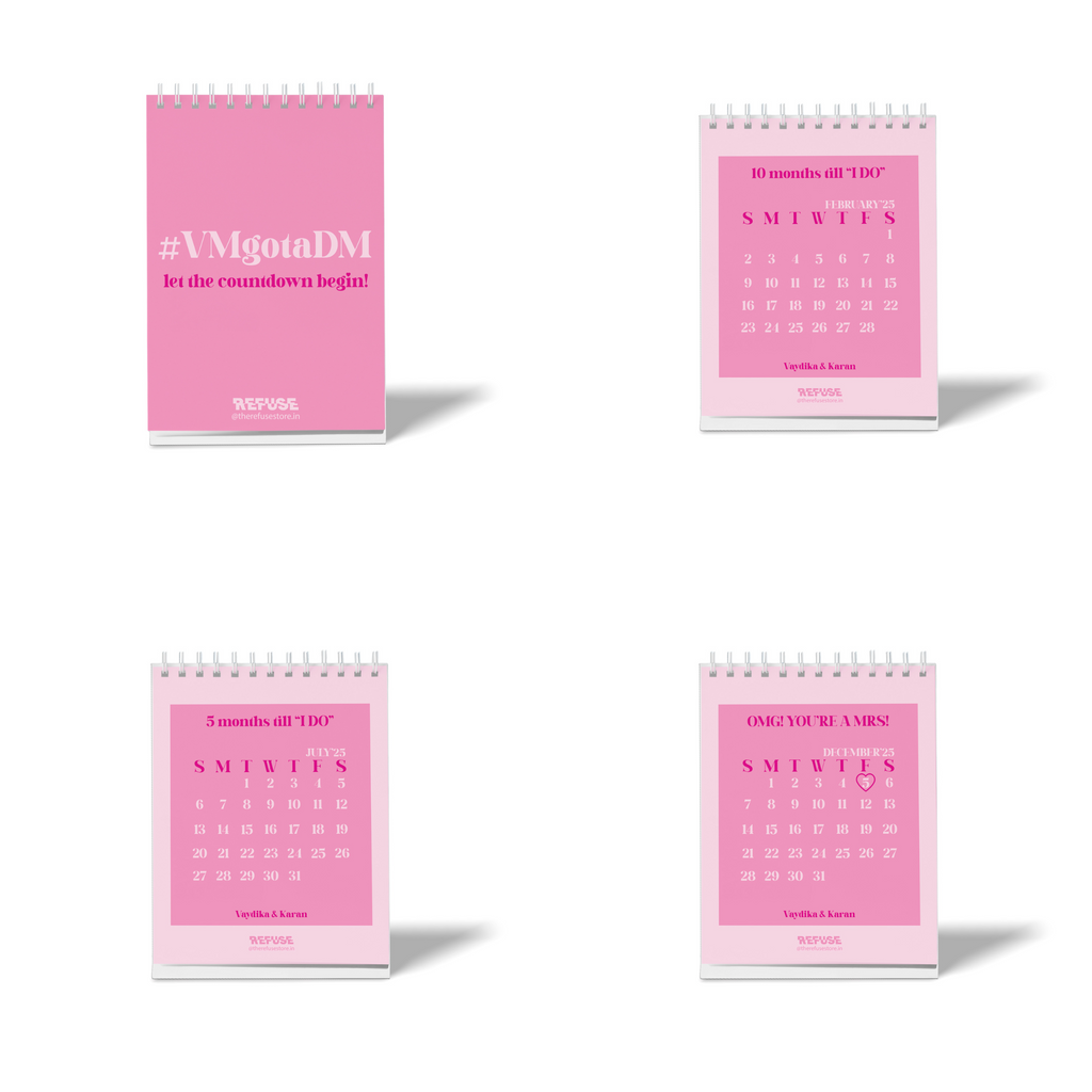 Pink Bride-To Be Personalised Countdown Desk Calendar