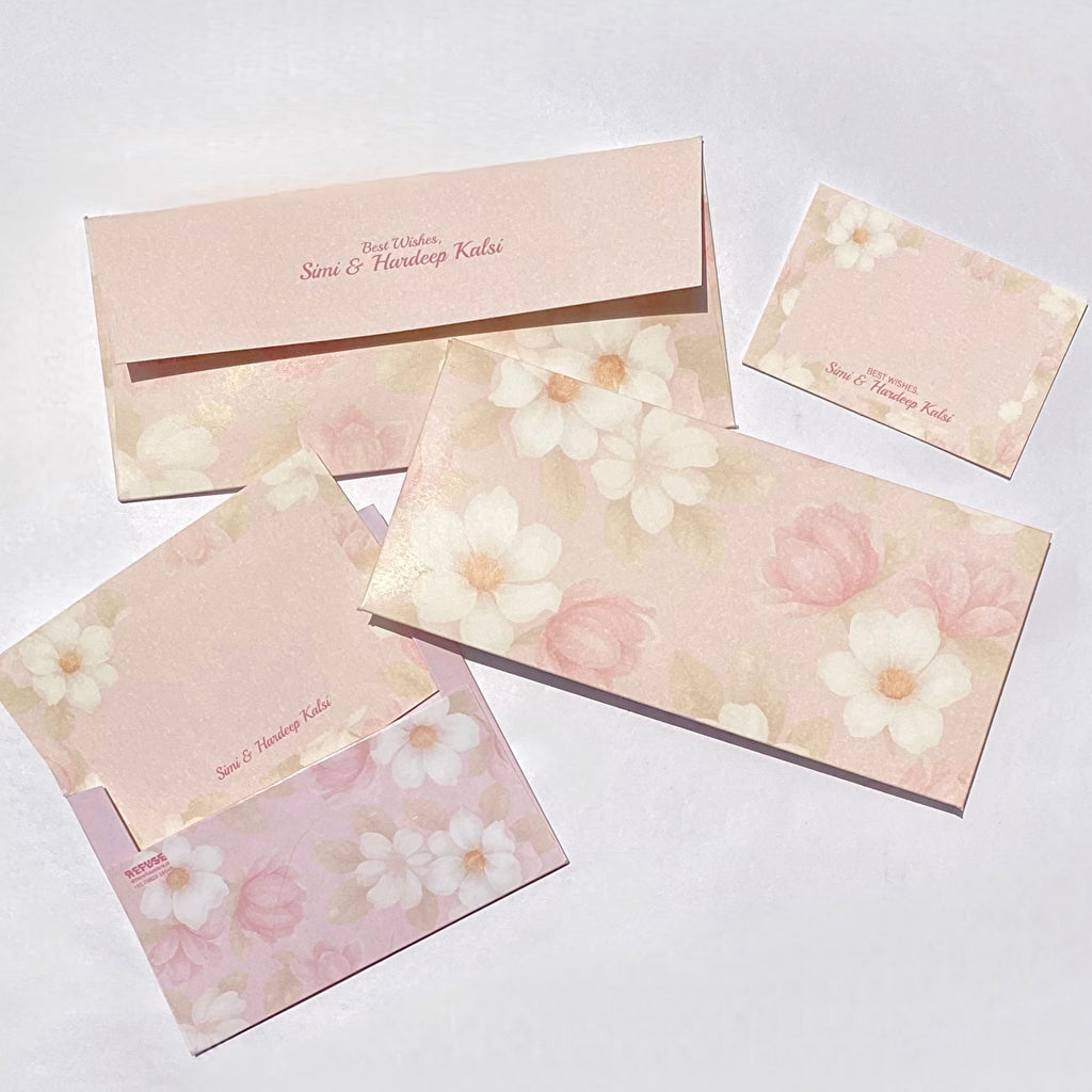 Shades Of Pink Floral Best Compliments Cards personalised envelopes & notecards