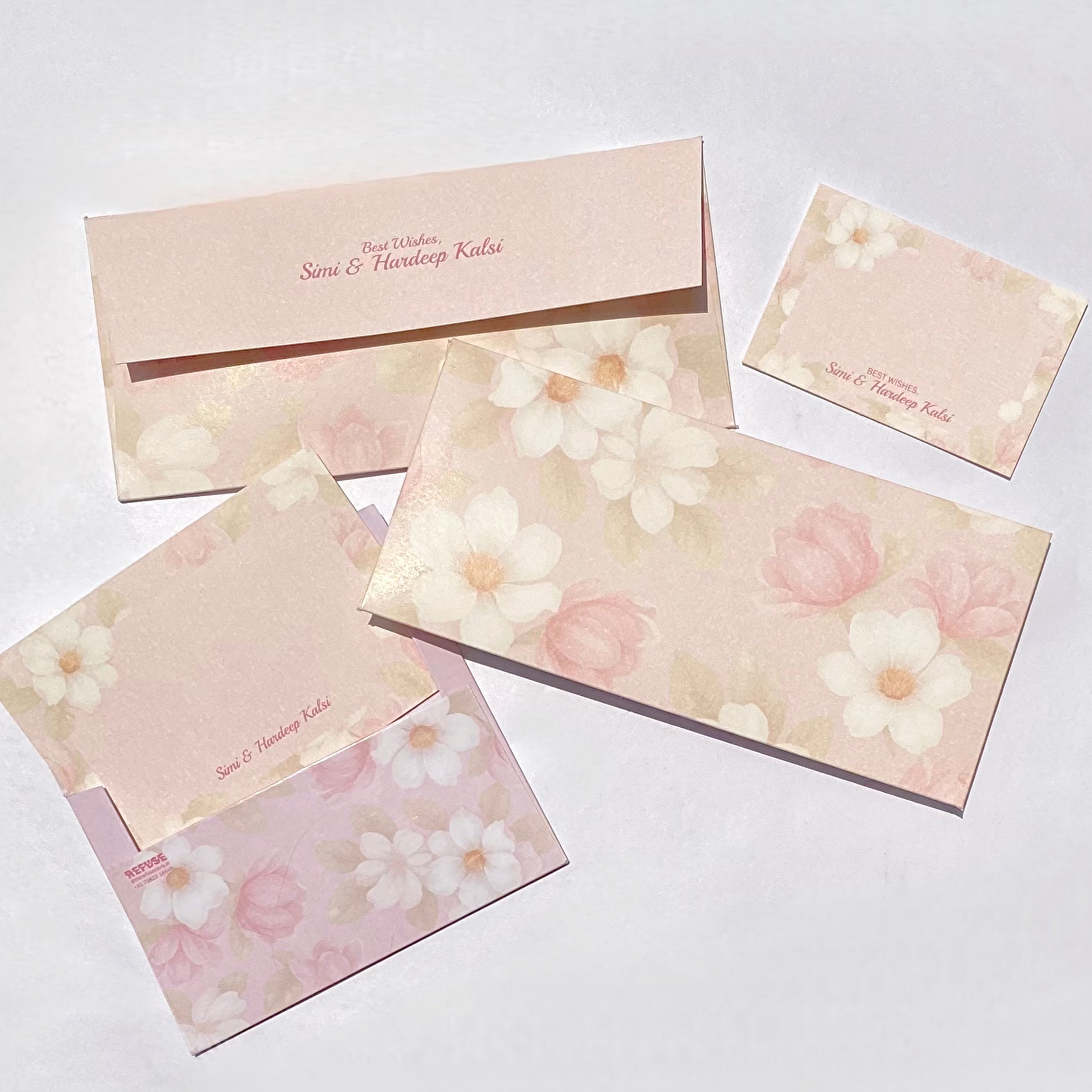 Shades Of Pink Floral Best Compliments Cards personalised envelopes & notecards