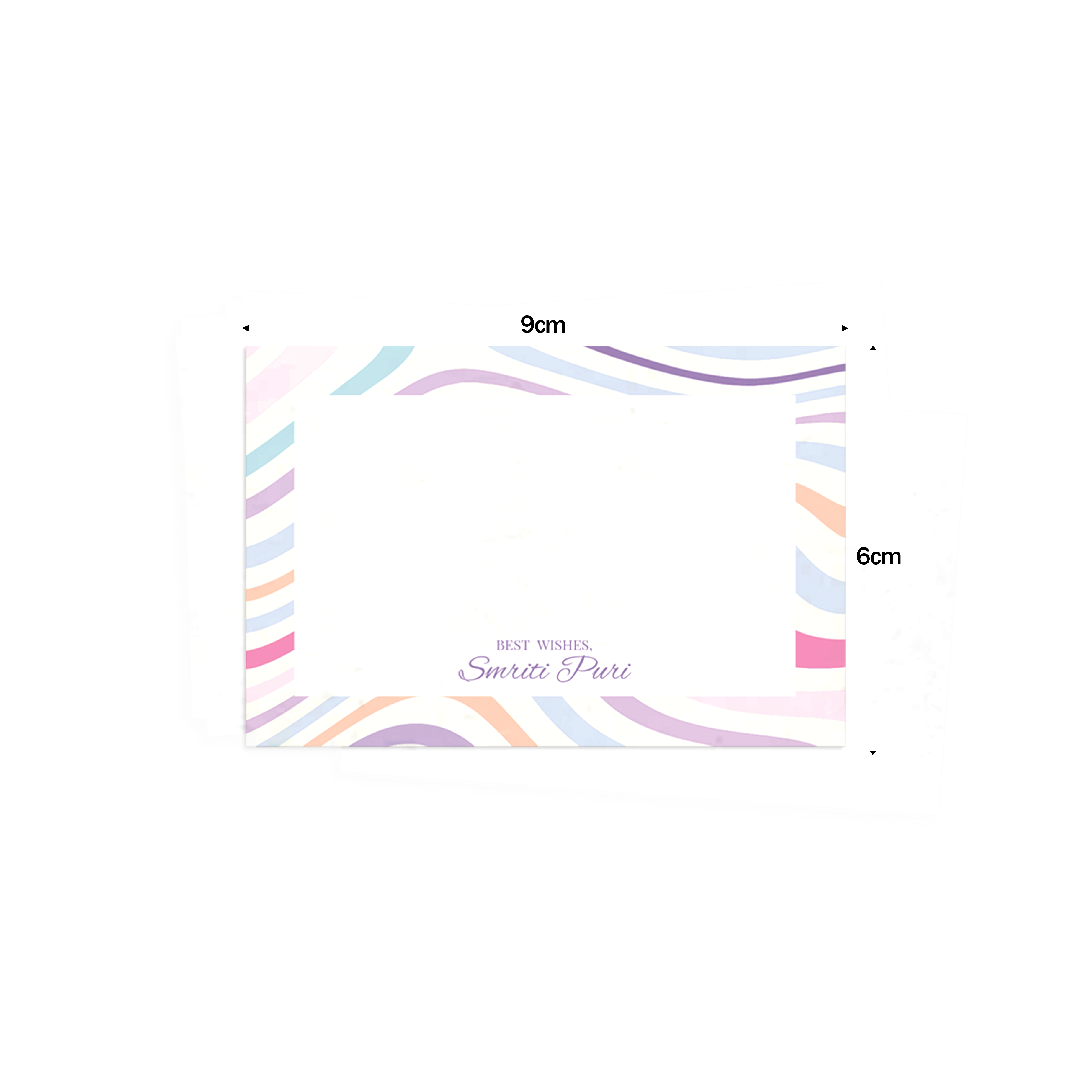 Wavy Pastels Best Compliments Cards shown with dimensions on a white background