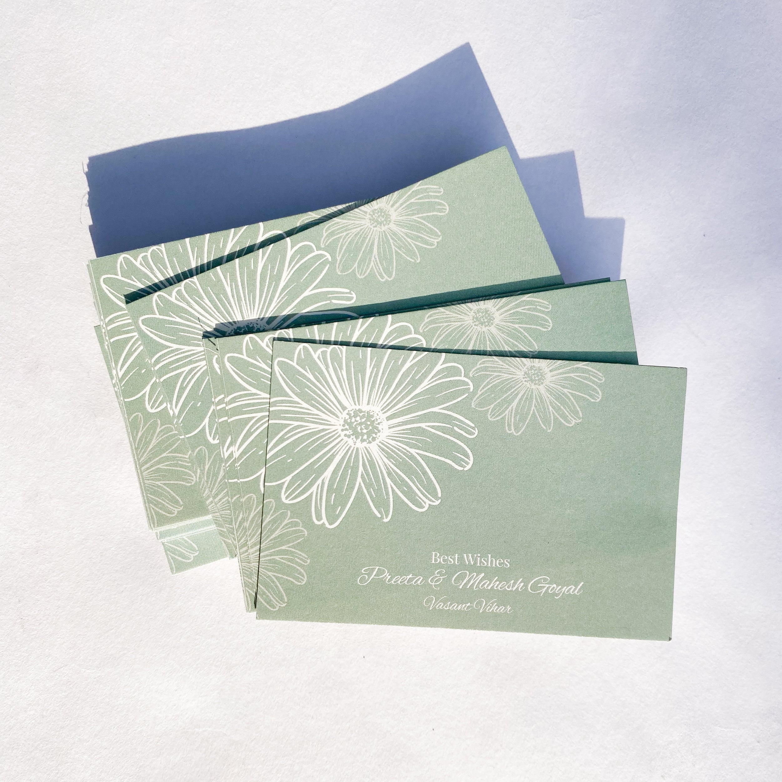 Green White Flower Best Compliments Cards