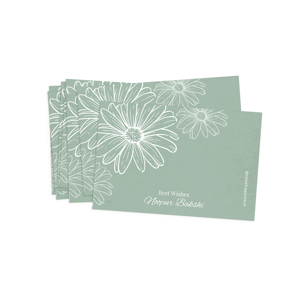Green White Flower Best Compliments Cards