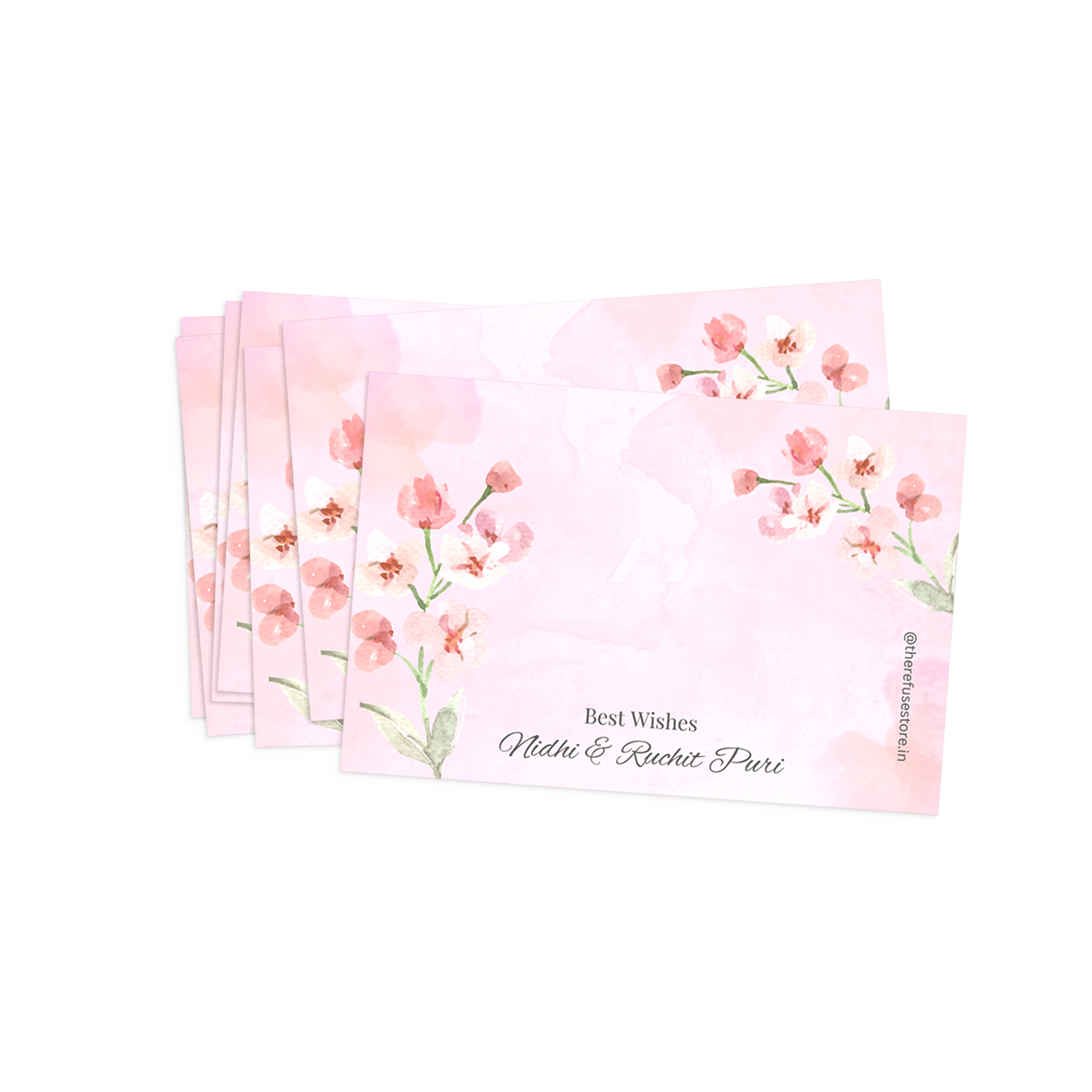 Pink Watercolour With Pink Flowers Best Compliments Cards