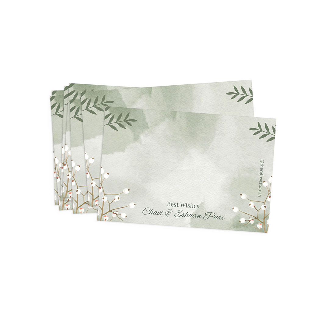 Green Watercolour With White Stem Best Compliments Cards