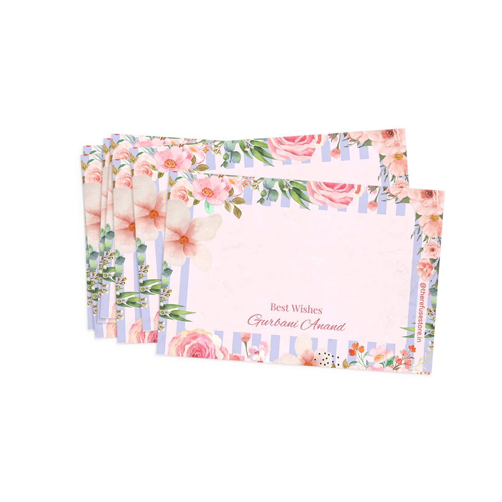 Stripped Pink Floral Best Compliments Cards