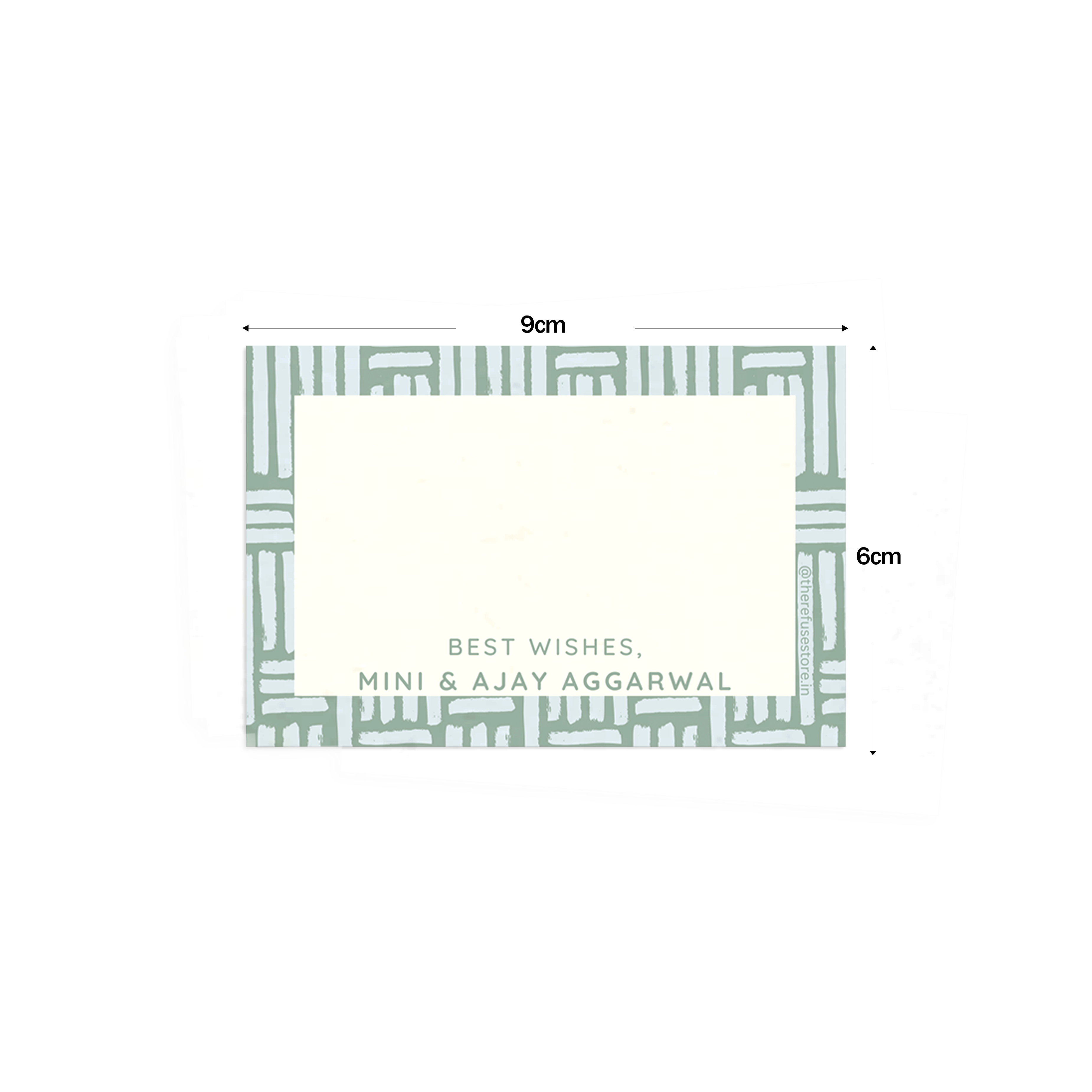 Sage Green Brush Pattern Best Compliments Cards shown with dimensions on a white background