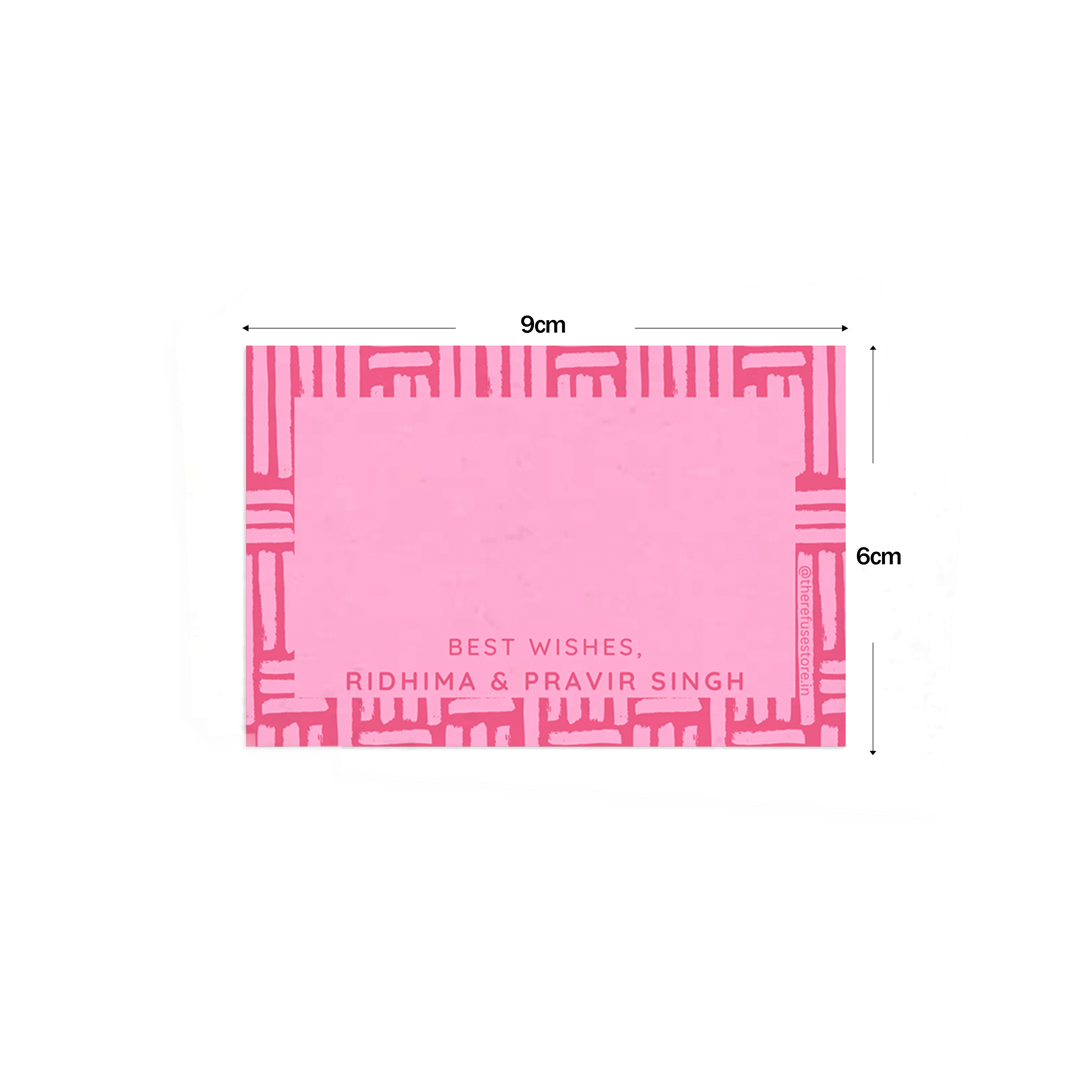 Hot Pink Brush Pattern Best Compliments Cards shown with dimensions on a white background