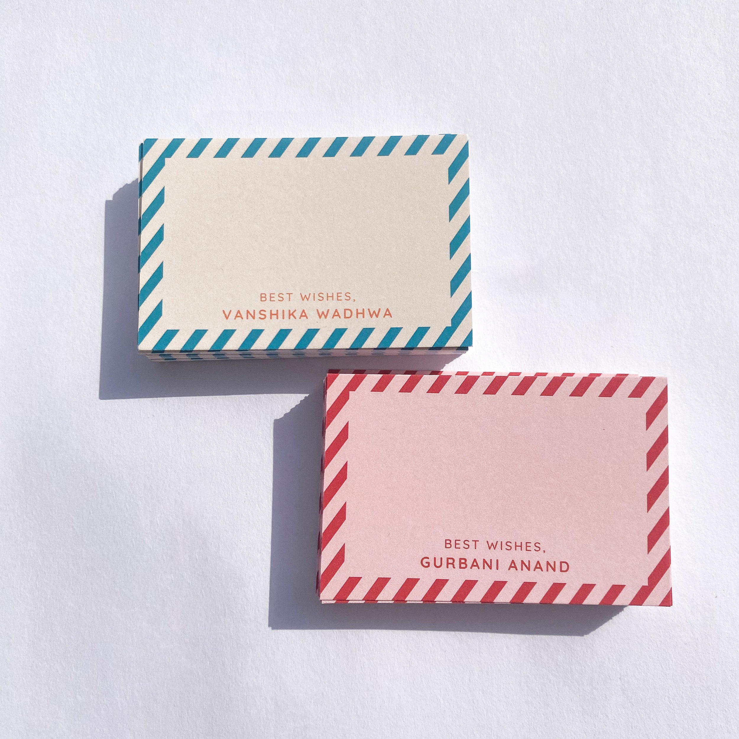  Red & Pink Diagonal Striped Best Compliments Cards