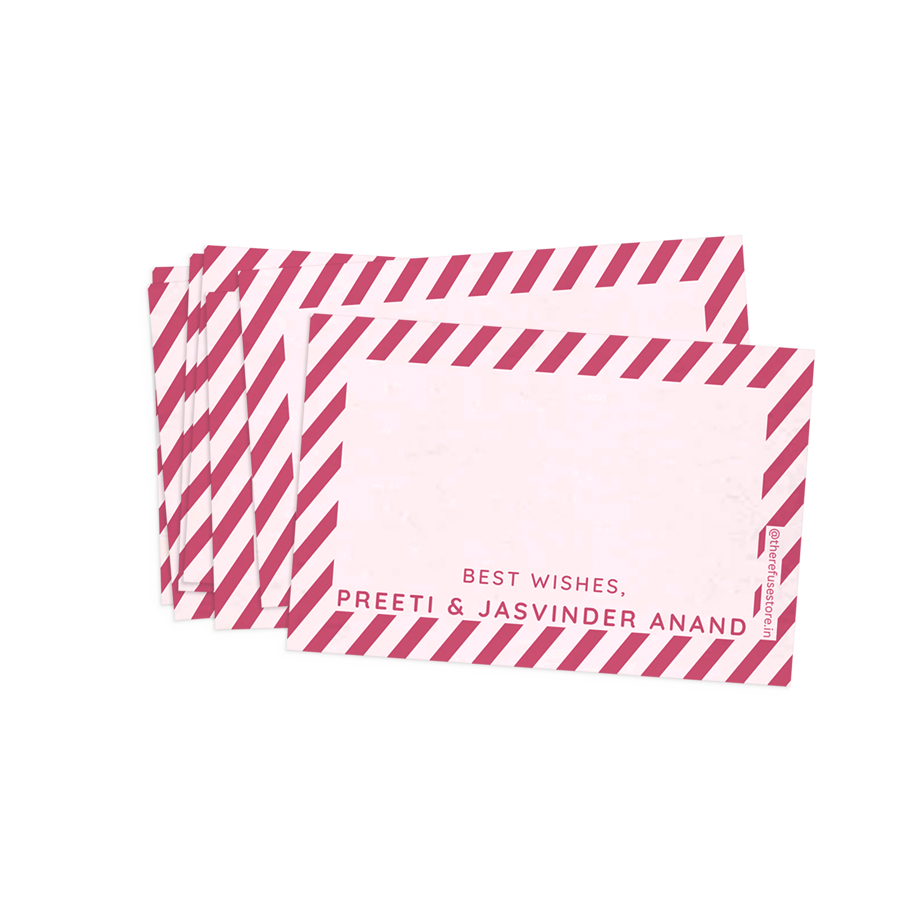  Red & Pink Diagonal Striped Best Compliments Cards