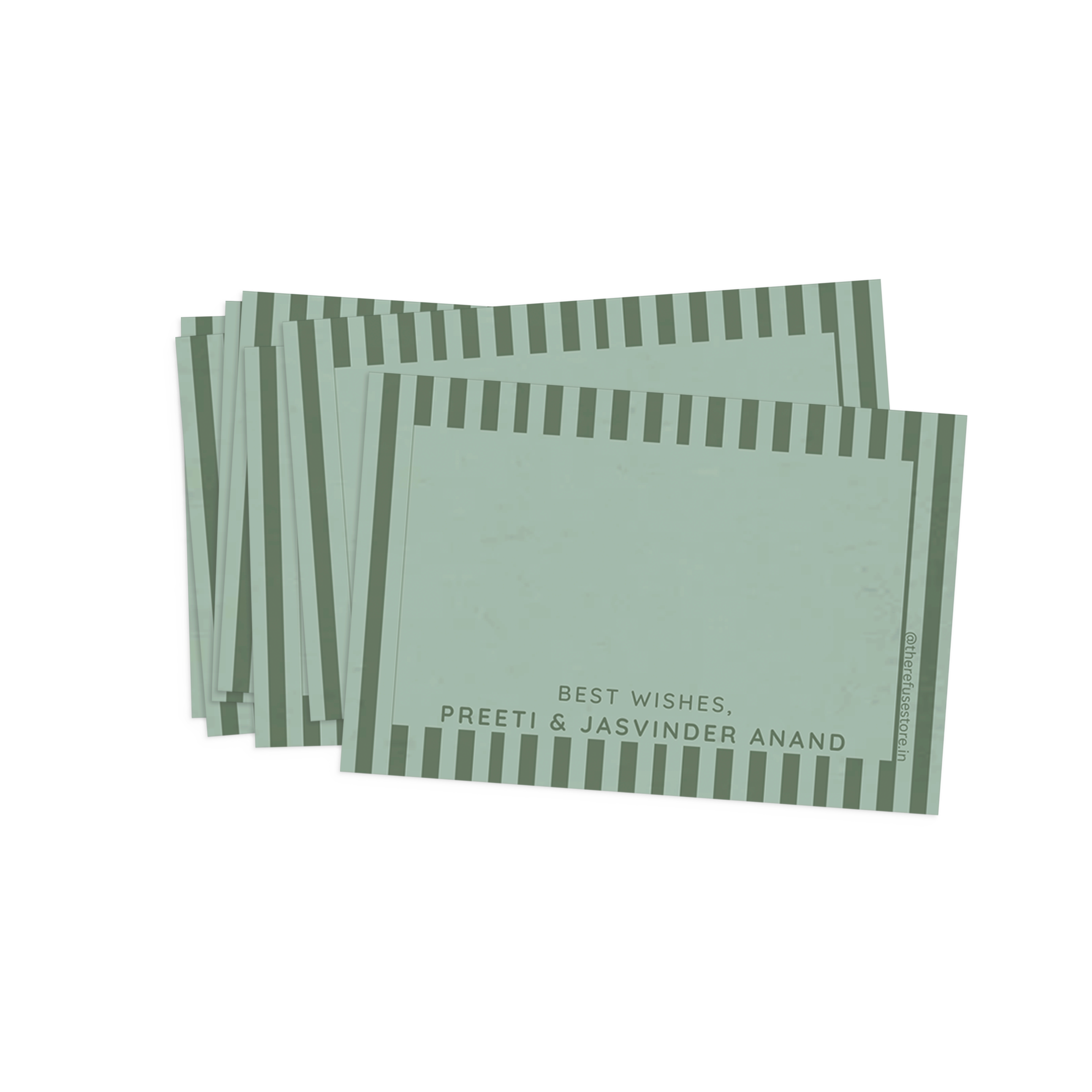 Shades of Green Vertical Stripes Best Compliments Cards
