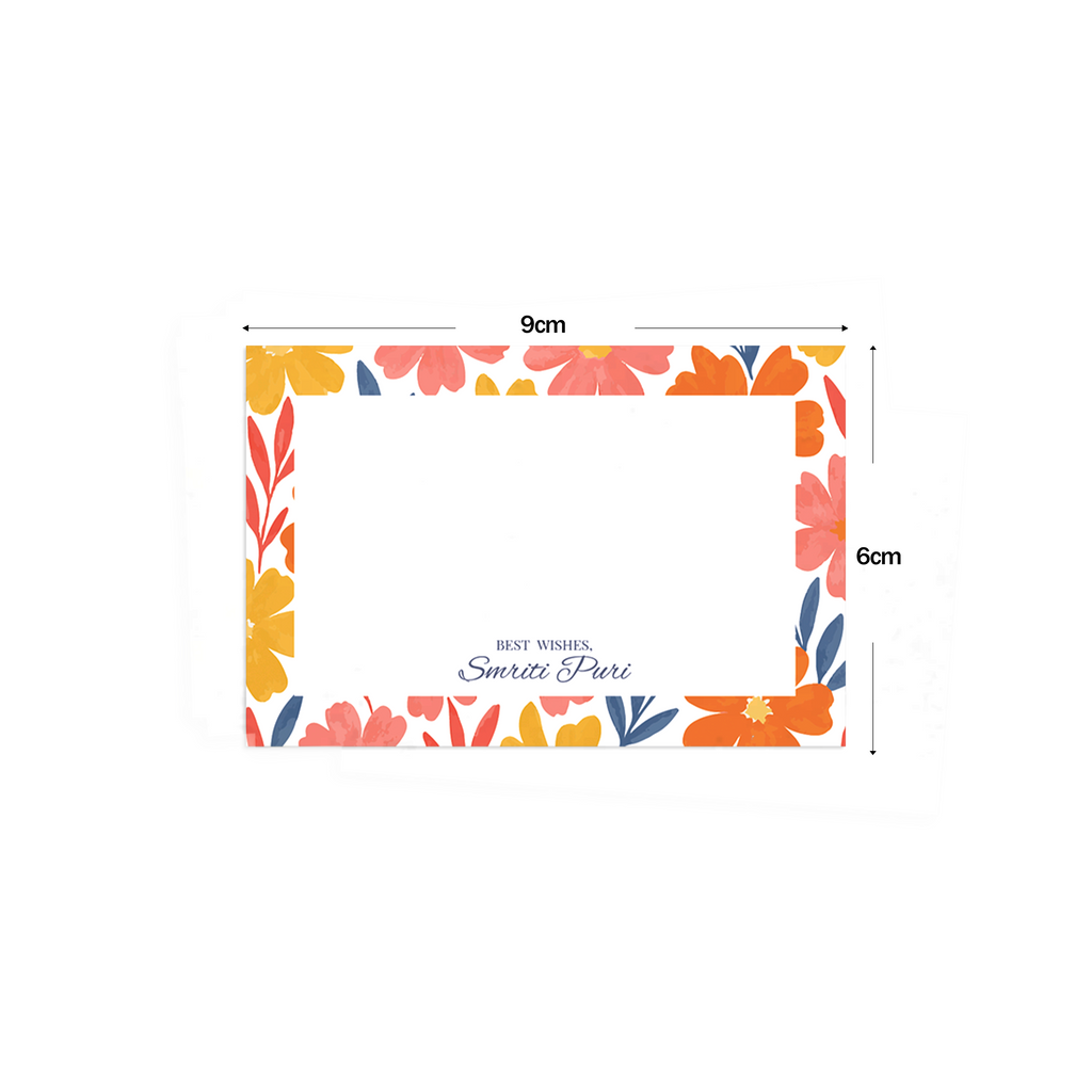 Red & Orange Multi Floral Best Compliments Cards shown with dimensions on a white background