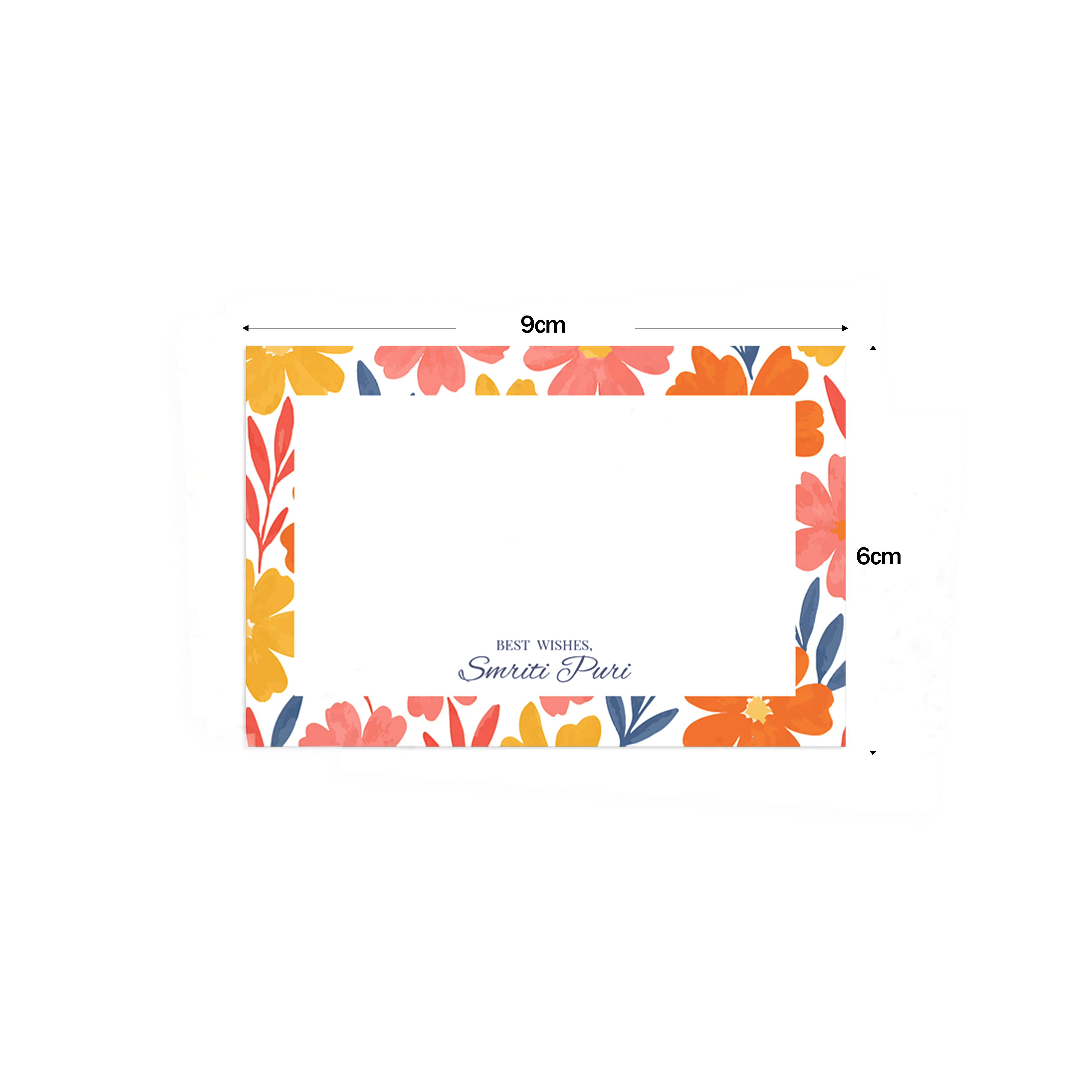 Red & Orange Multi Floral Best Compliments Cards shown with dimensions on a white background