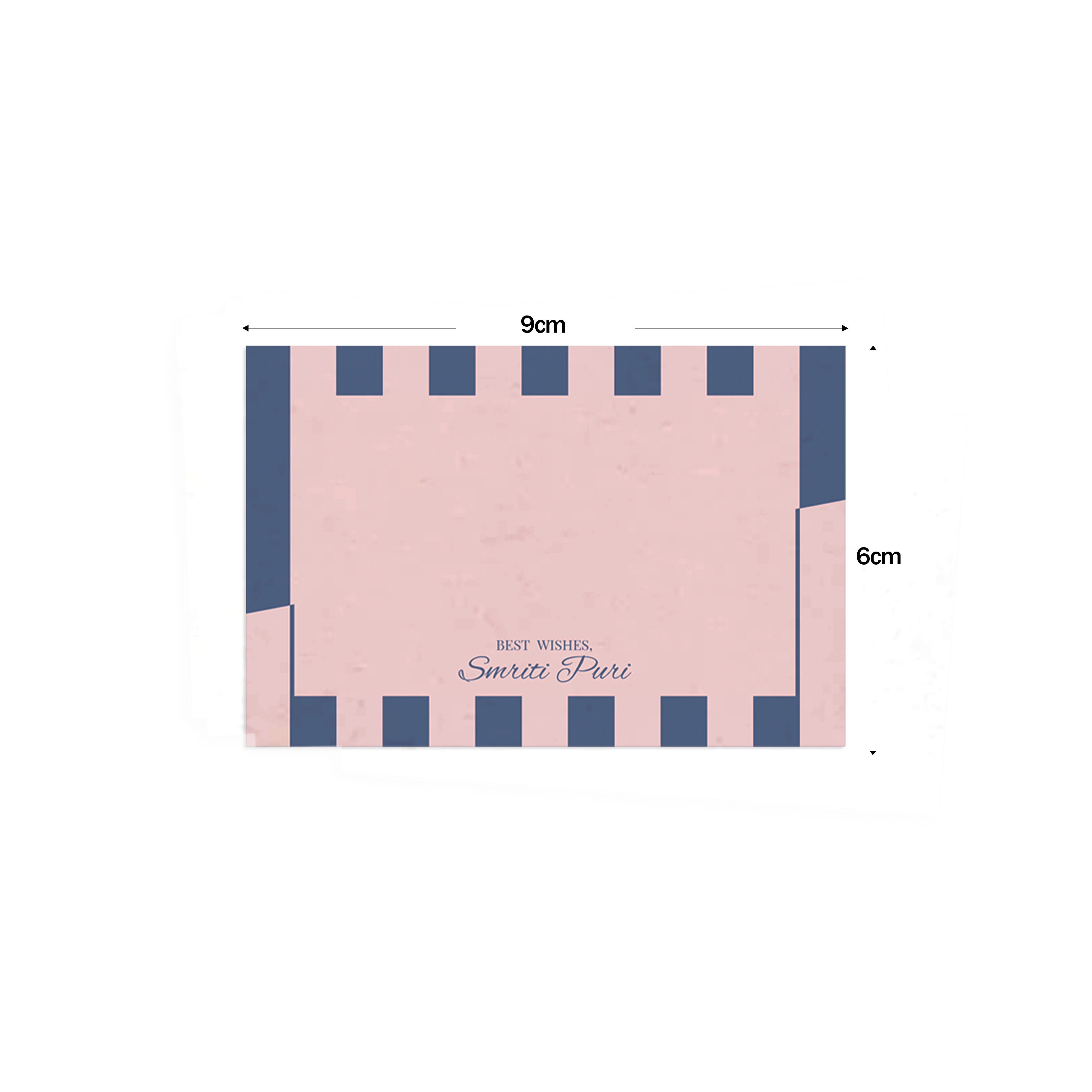 Blue & Pink Slashed Striped Best Compliments Cards shown with dimensions on a white background