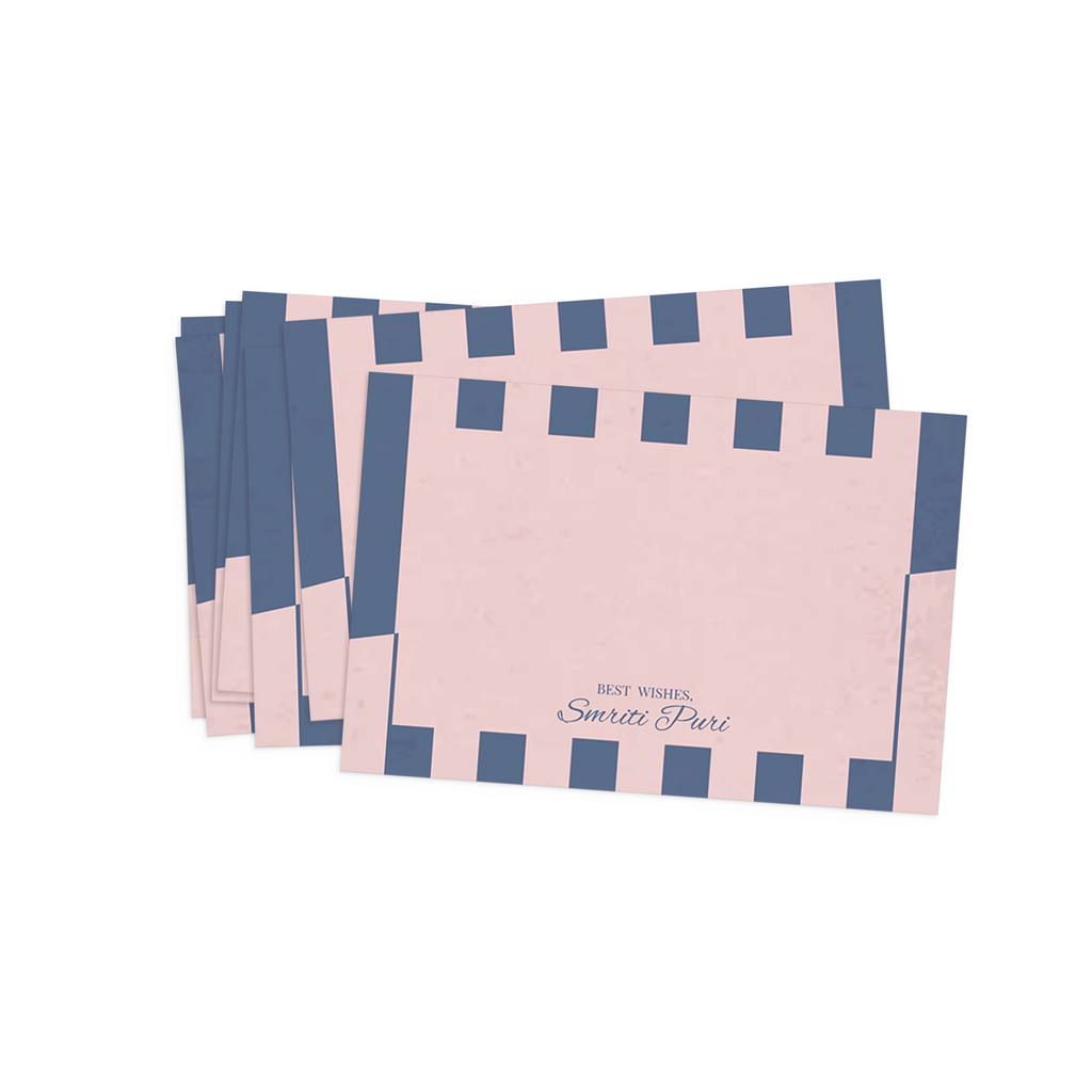 Blue & Pink Slashed Striped Best Compliments Cards