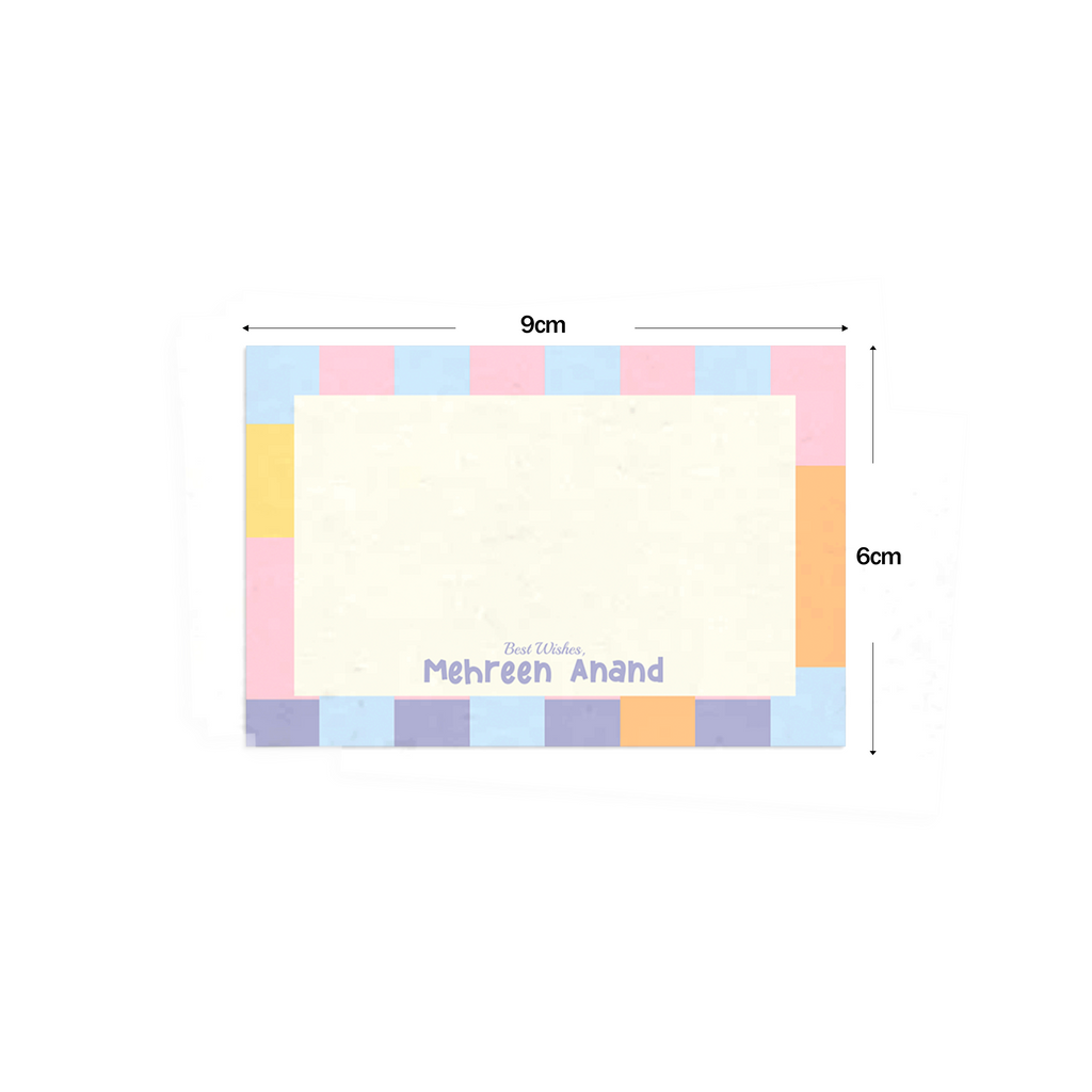 Mullti Pastel Striped Best Compliments Cards shown with dimensions on a white 