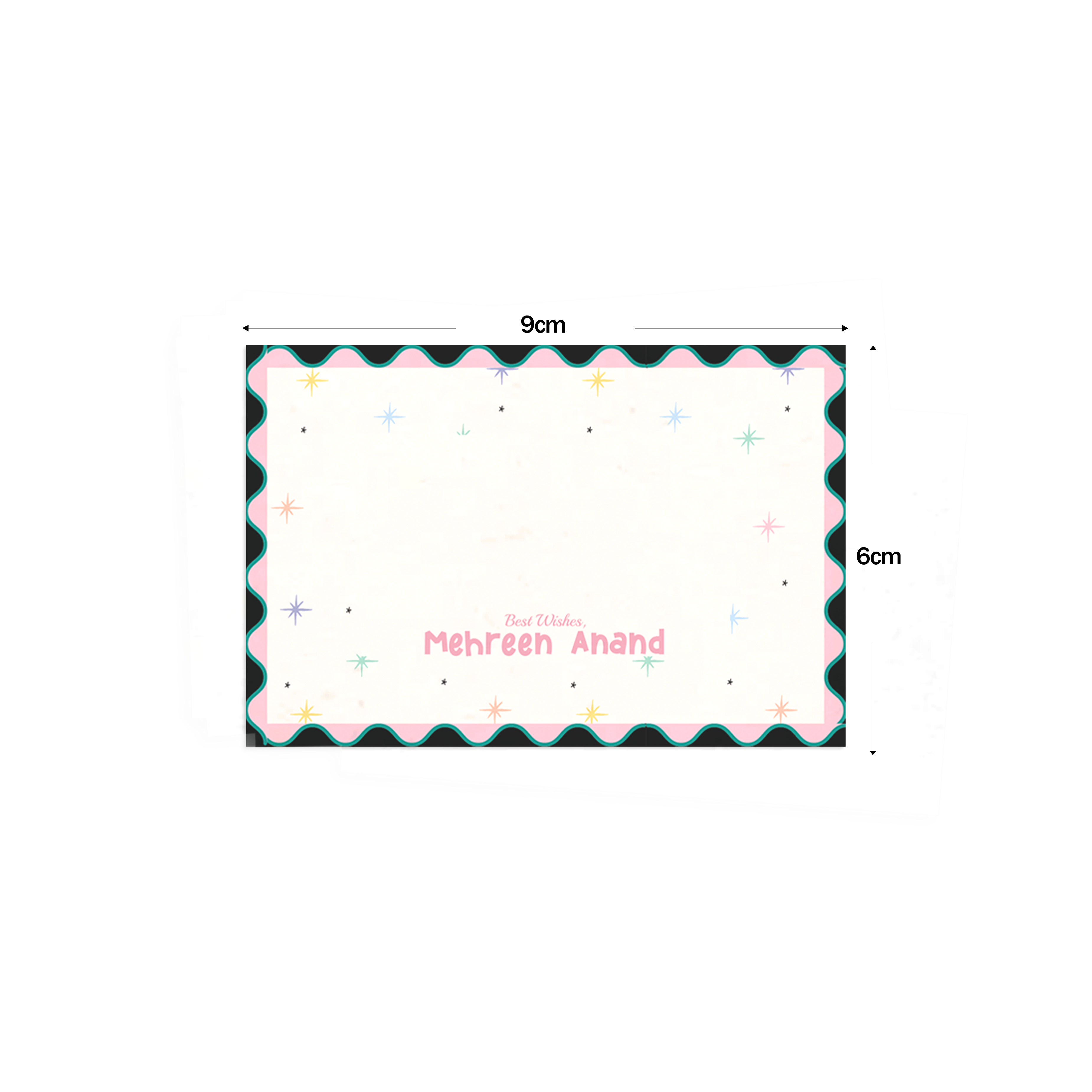 Pastel Stars Best Compliments Cards shown with dimensions on a white background