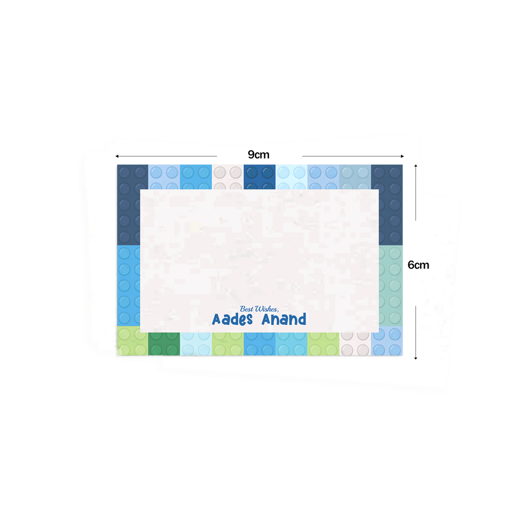 Lego Best Compliments Cards shown with dimensions on a white background