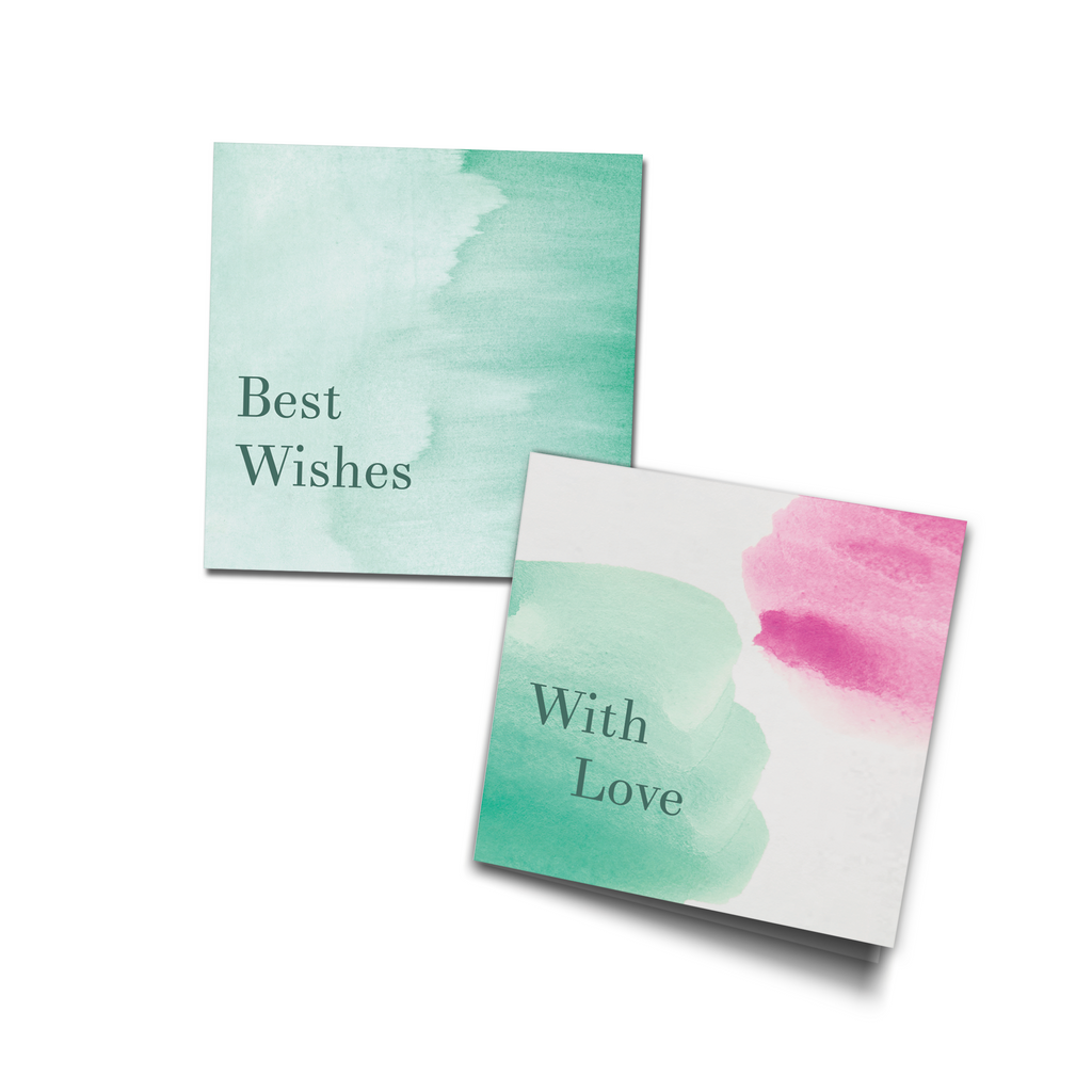 Green & Pink Watercolour Personalised Fold Gift Cards