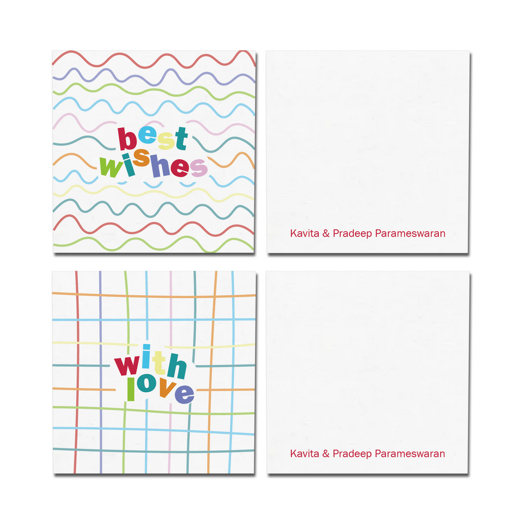 Multi Hand Drawn Lines Personalised Fold Gift Cards 