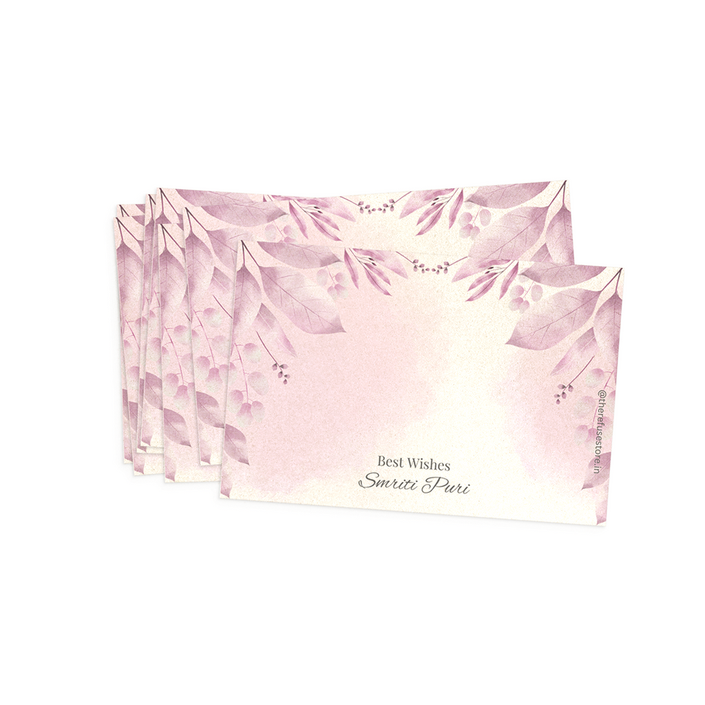 Purple Watercolour Leaves Metallic Best Compliments Cards