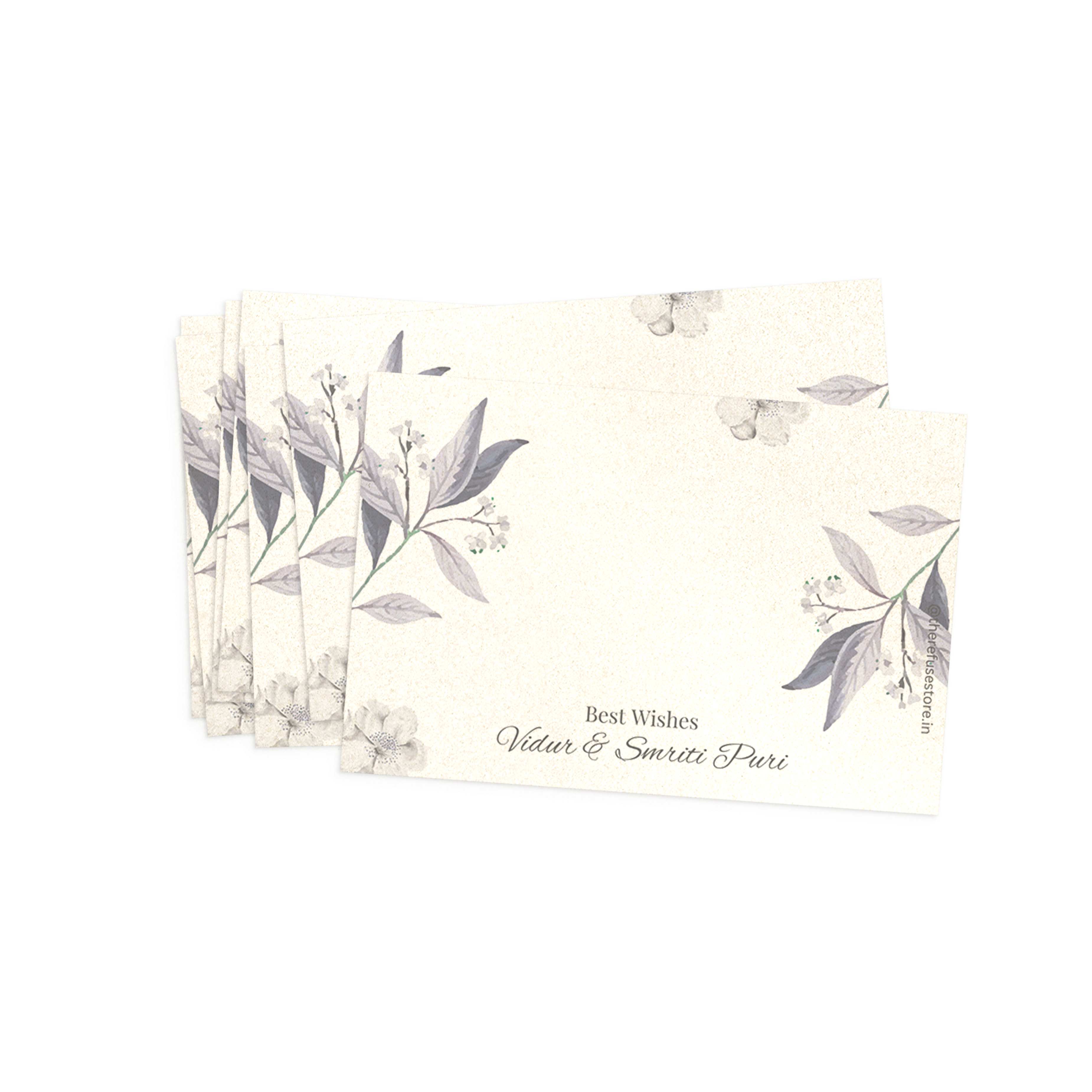 Misty Lavender Leaf Metallic Best Compliments Cards