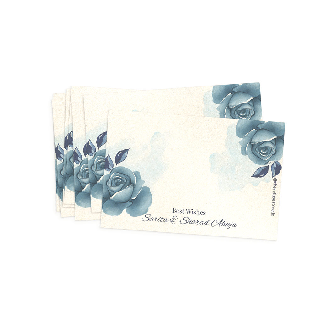 Watercolor Indigo Rose Metallic Best Compliments Cards