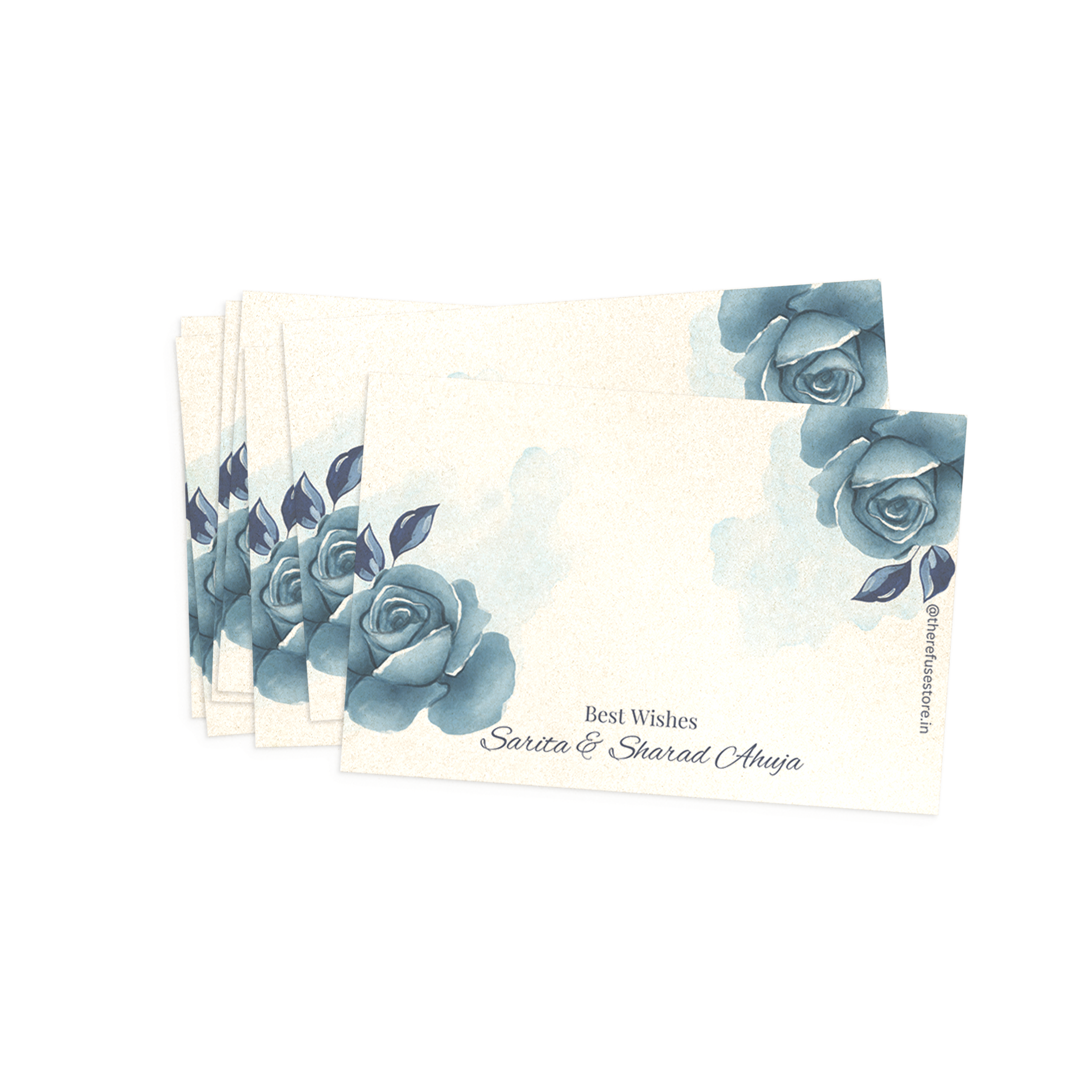 Watercolor Indigo Rose Metallic Best Compliments Cards
