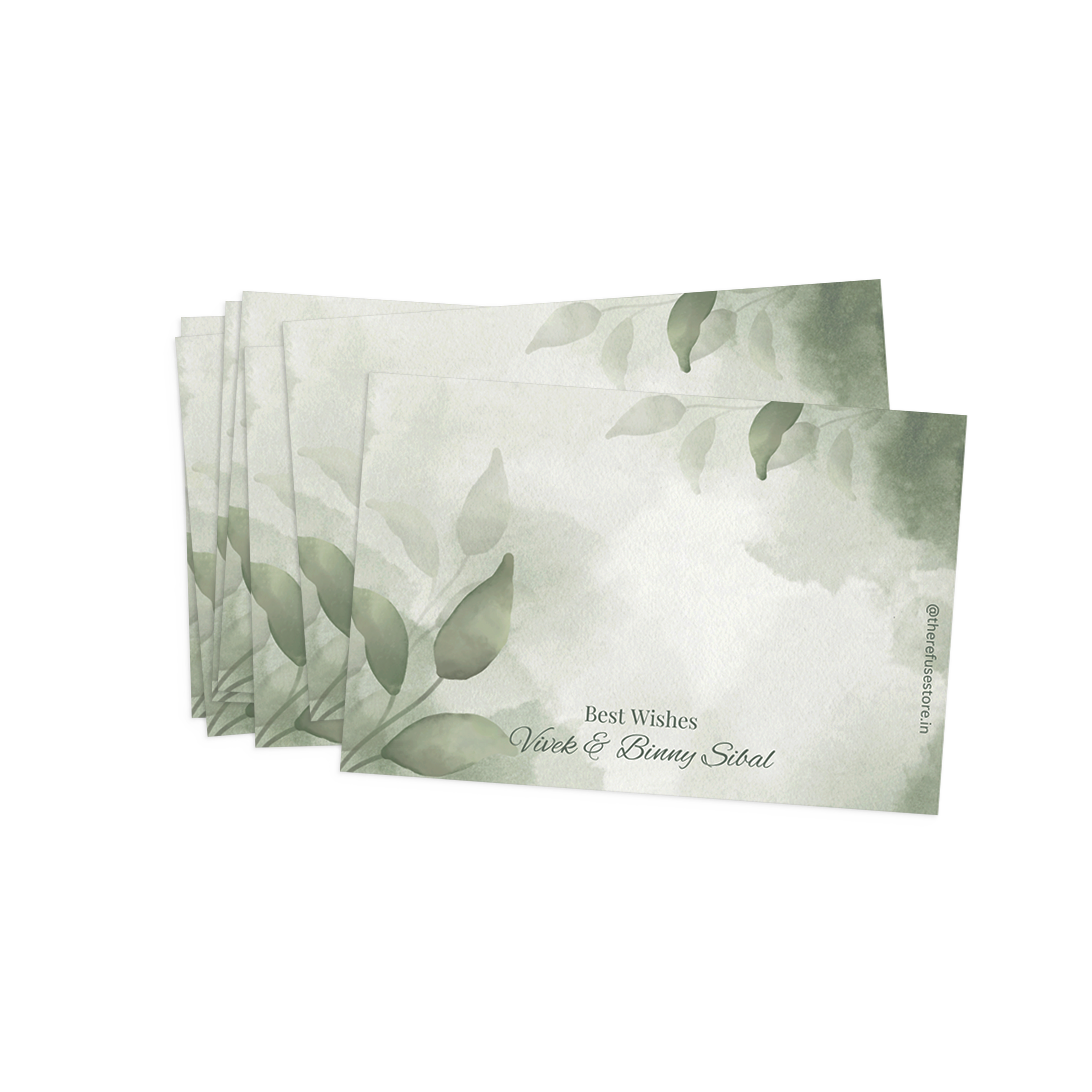 Sage Green Leaf Watercolour Best Compliments Cards