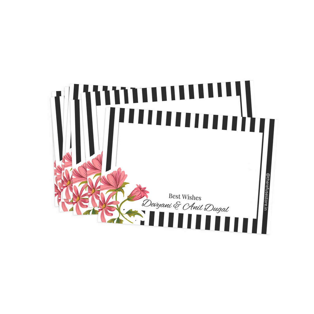 Bold Black & White Stripe Floral Best Compliments Cards