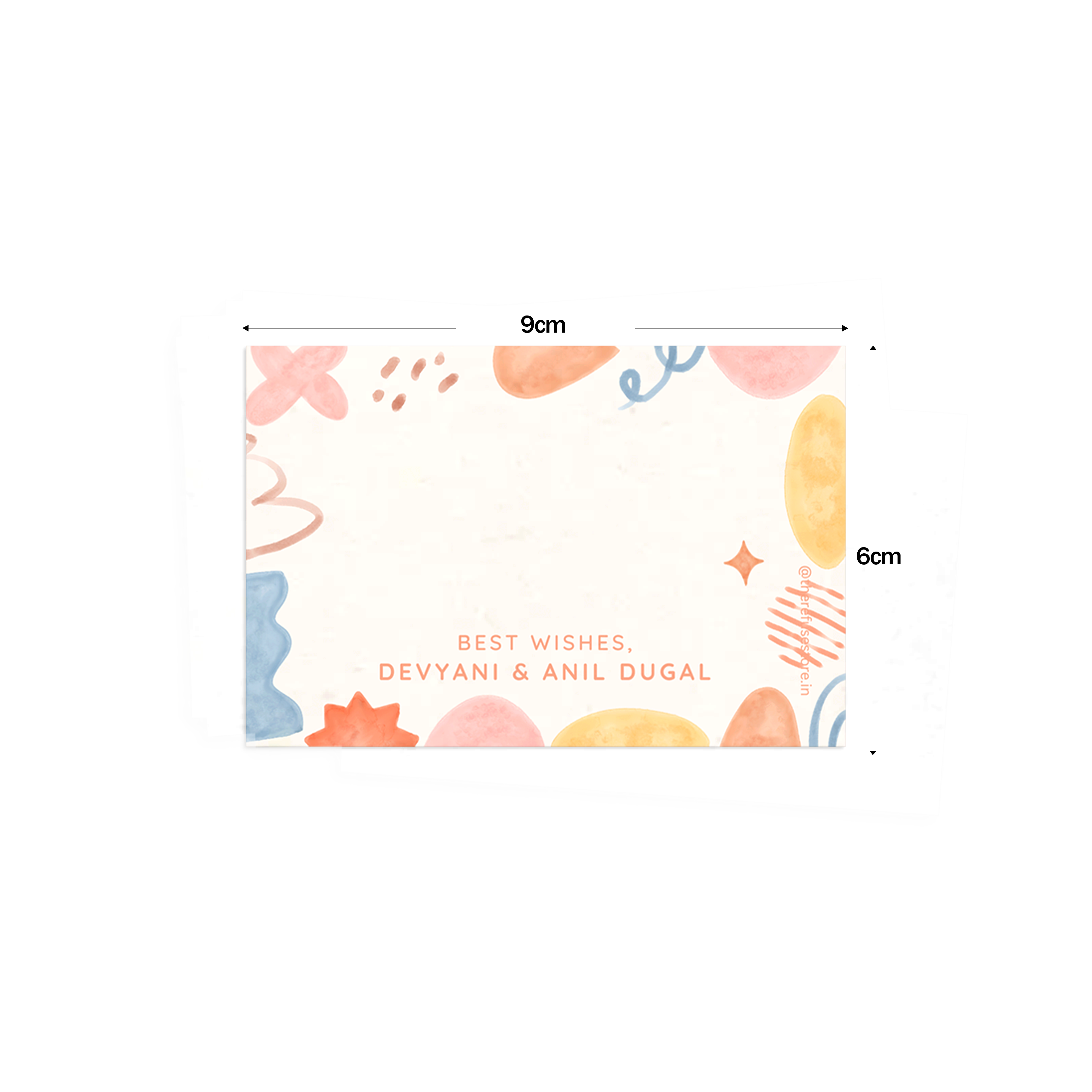 Abstract Watercolor Best Compliments Cards shown with dimensions on a white background