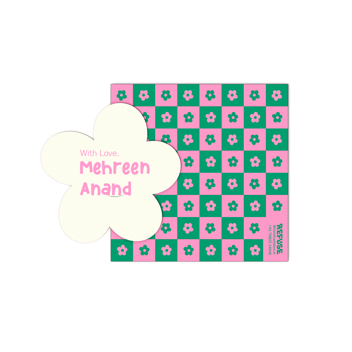 Green & Pink Flower Power Cutout Best Compliments Cards
