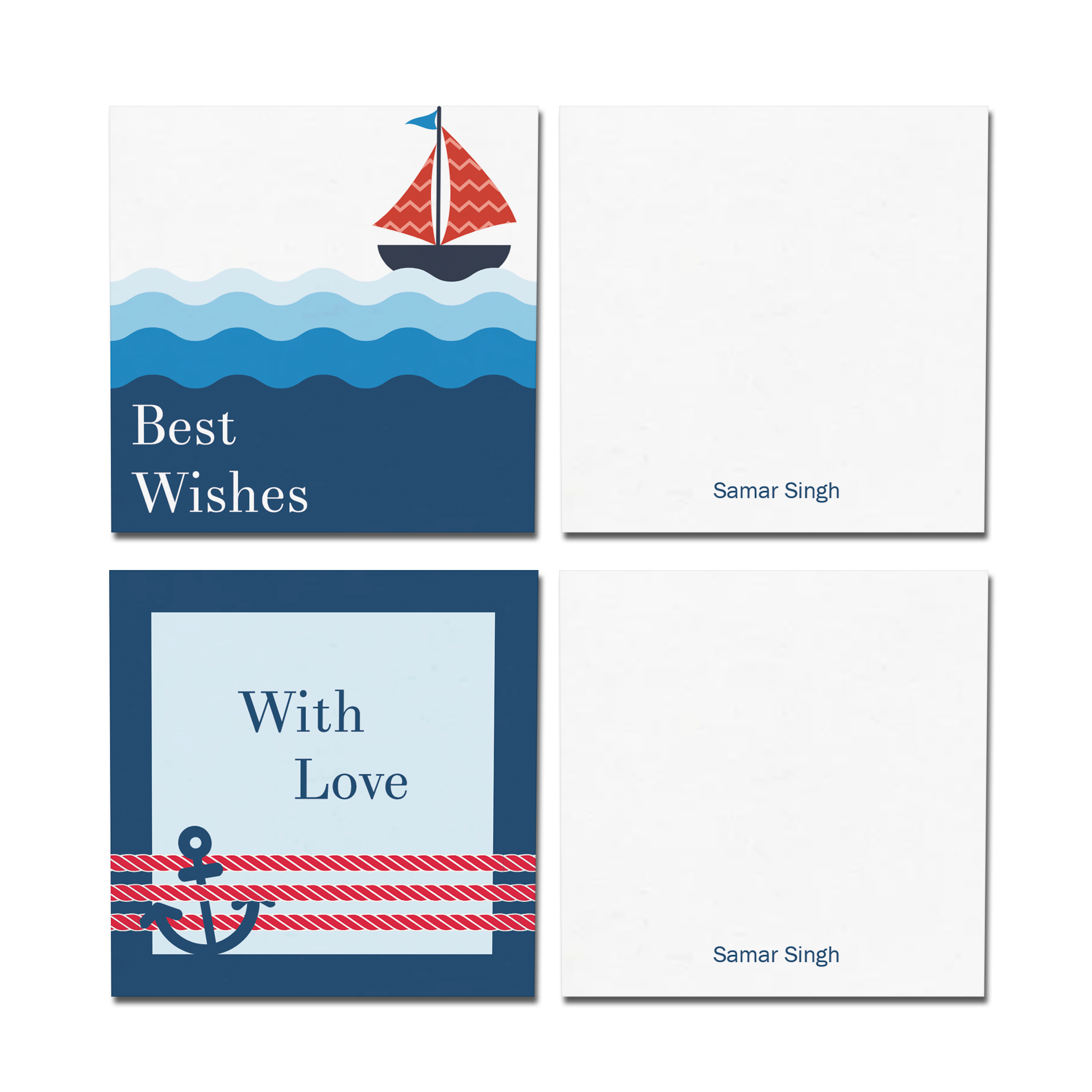 Sailor-Themed Personalised Fold Gift Cards