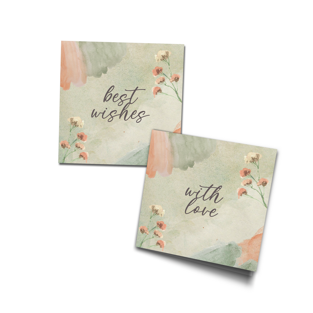 Green & Orange Watercolour Personalised Fold Gift Cards