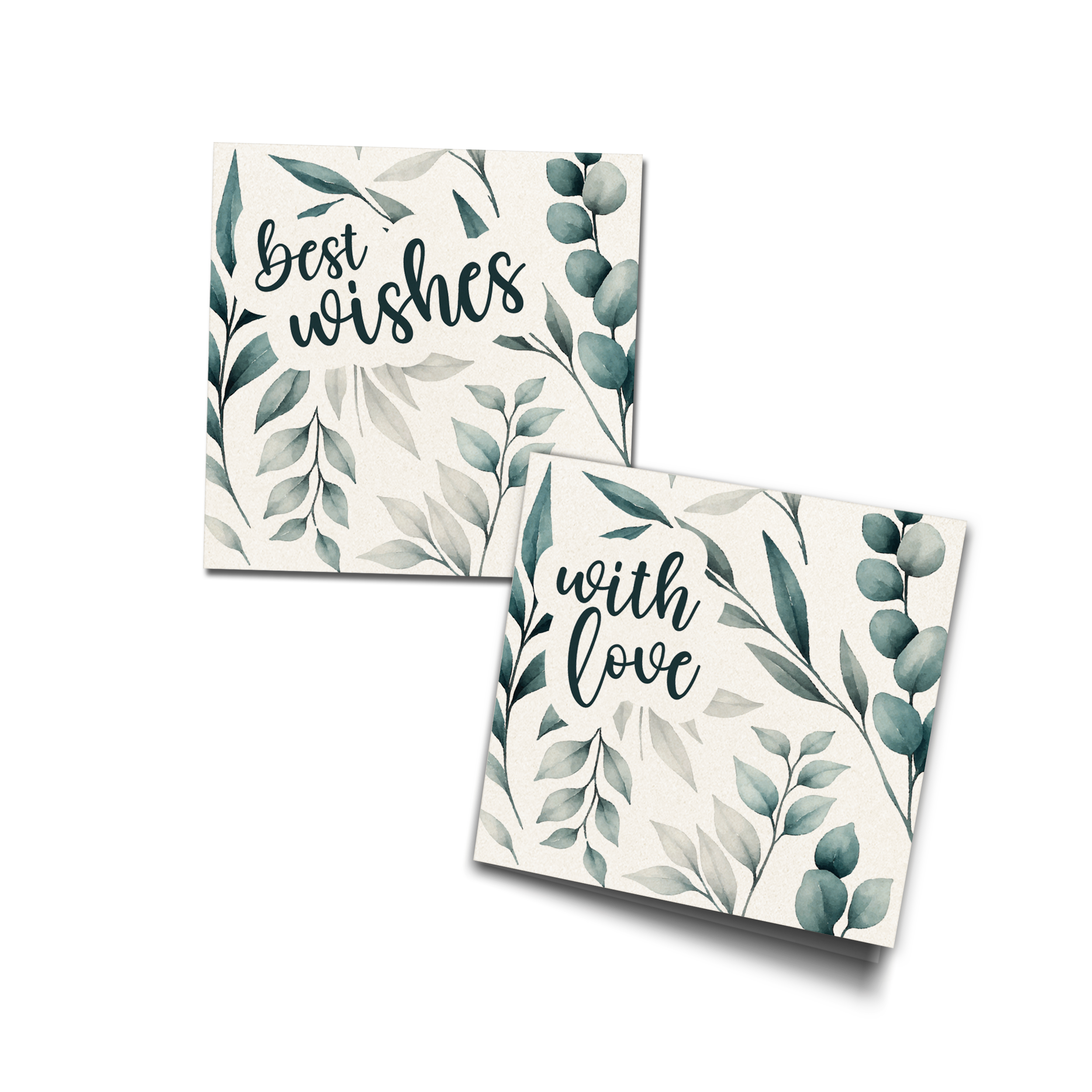 Green Leaves Metallic Personalised Fold Gift Cards
