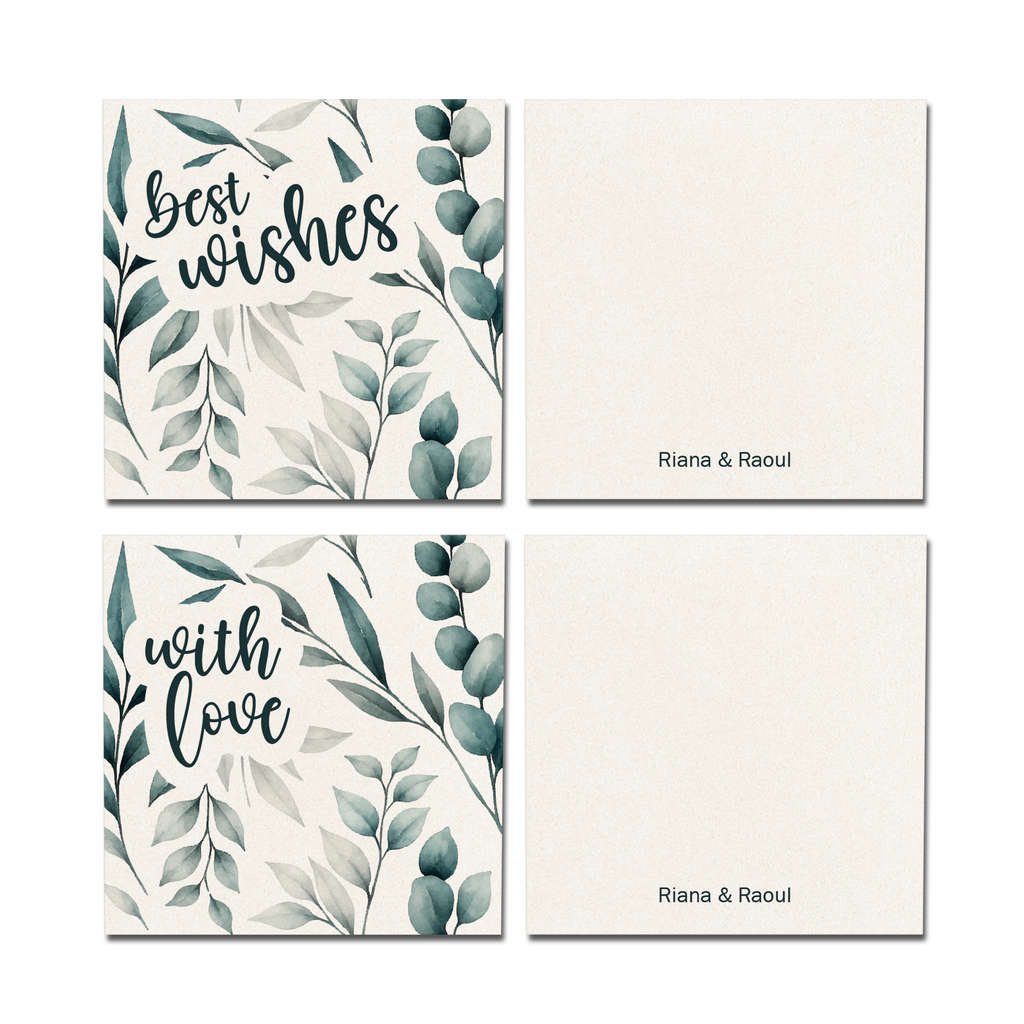 Green Leaves Metallic Personalised Fold Gift Cards