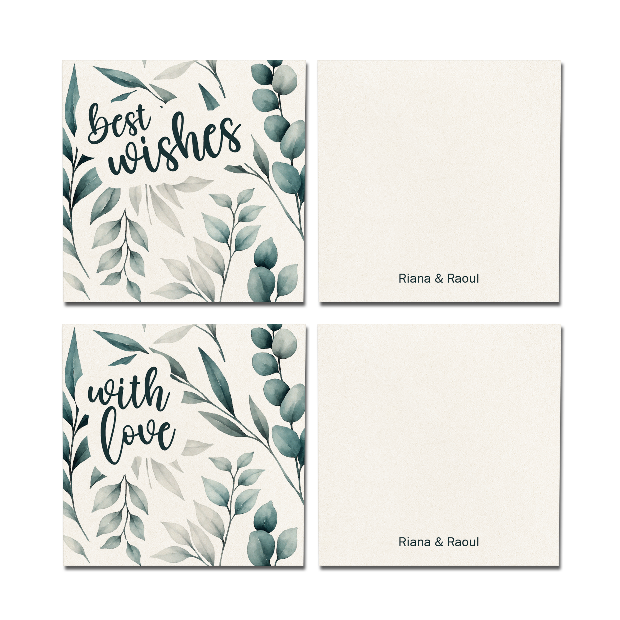 Green Leaves Metallic Personalised Fold Gift Cards