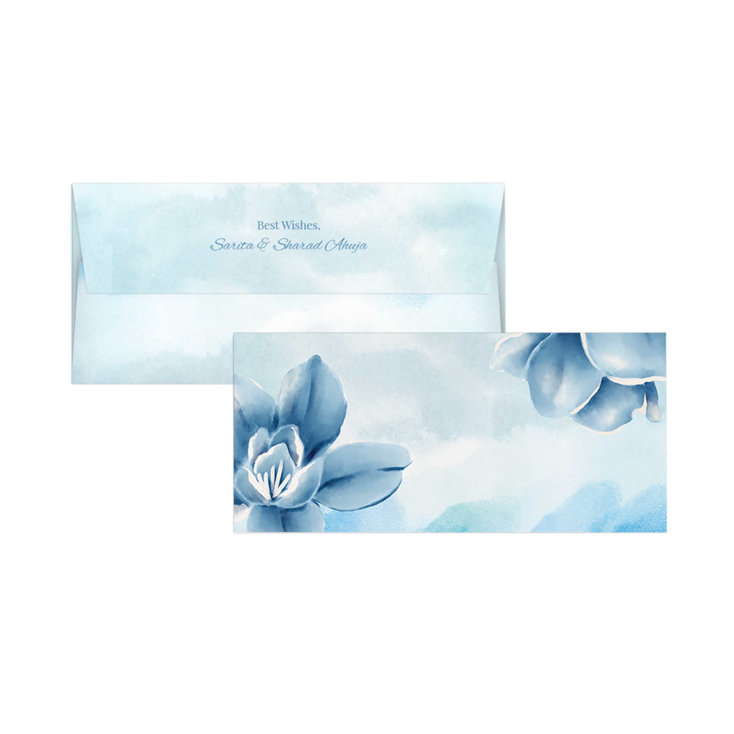 Blue Bloom Watercolour Personalised Money Envelopes