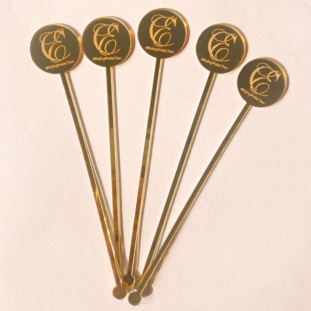 Gold custom drink stirrers