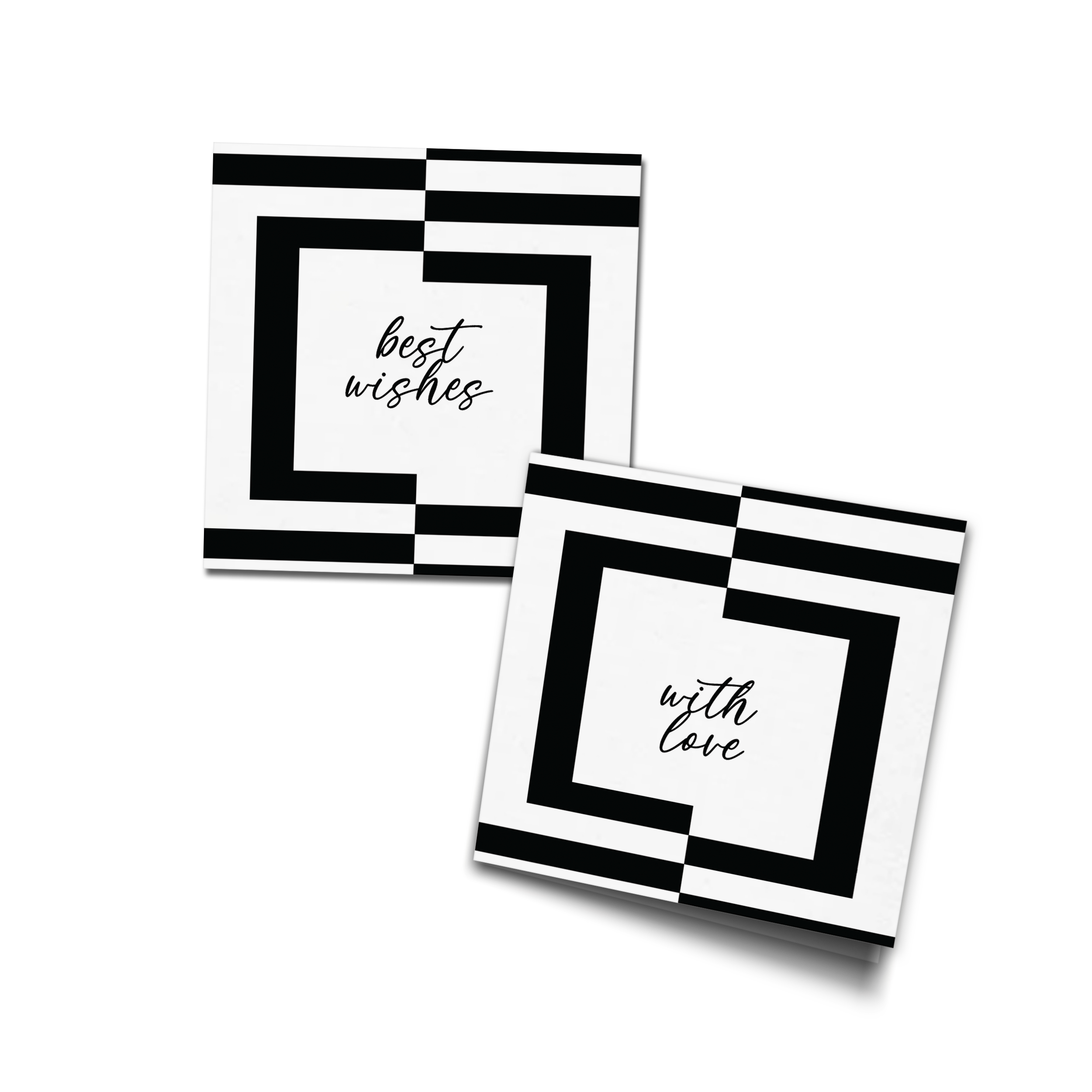 Black & White Lined Personalised FOLD Best Compliments Cards