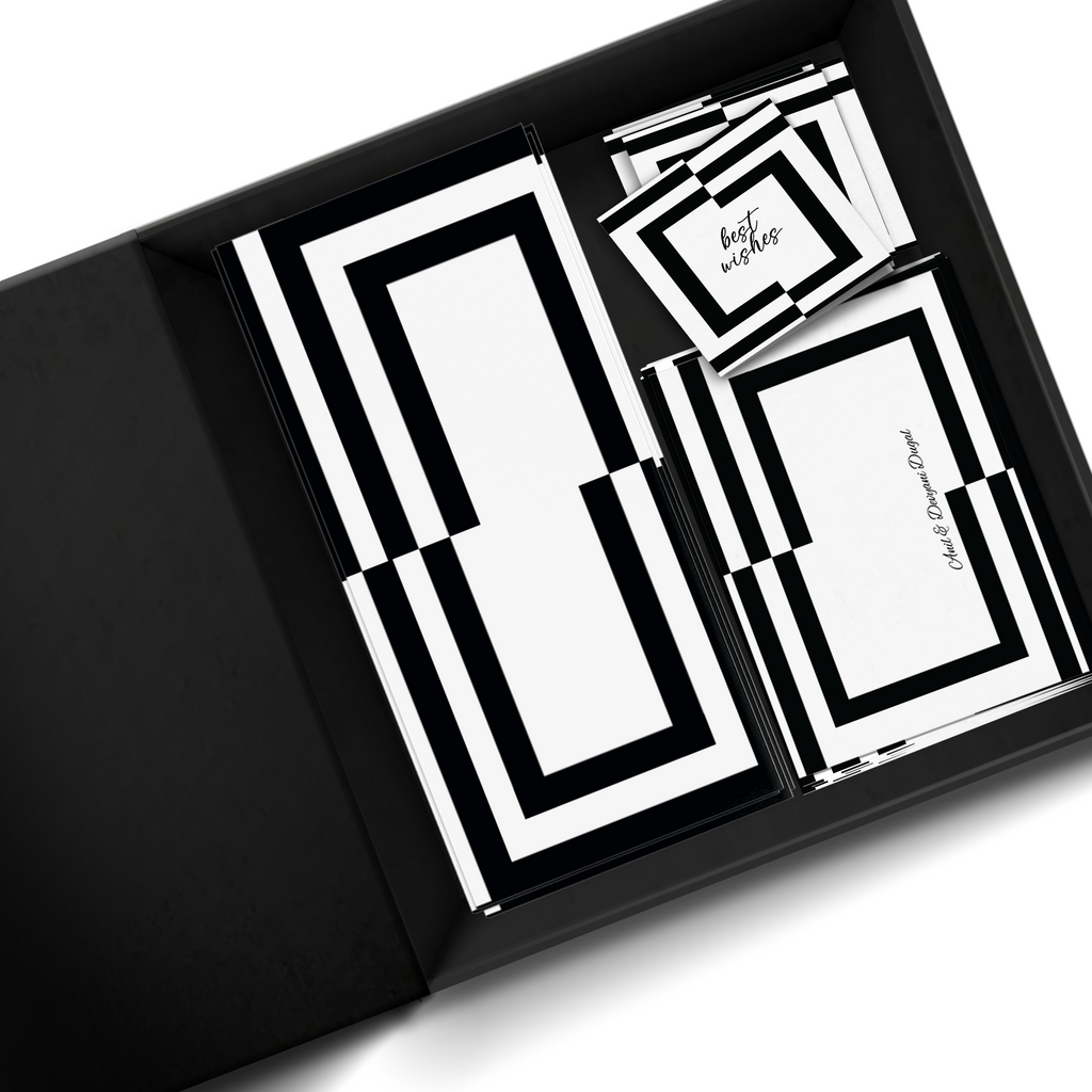 Black & White Lined Personalised Gifting Mini Set WITH BOX