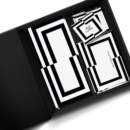 Black & White Lined Personalised Gifting Mini Set WITH BOX