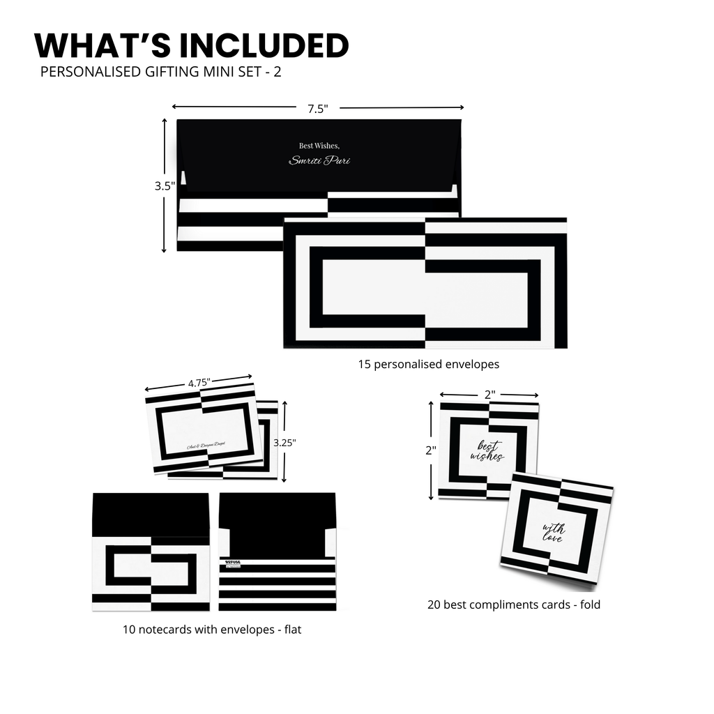 Black & White Lined Personalised Gifting Mini Set