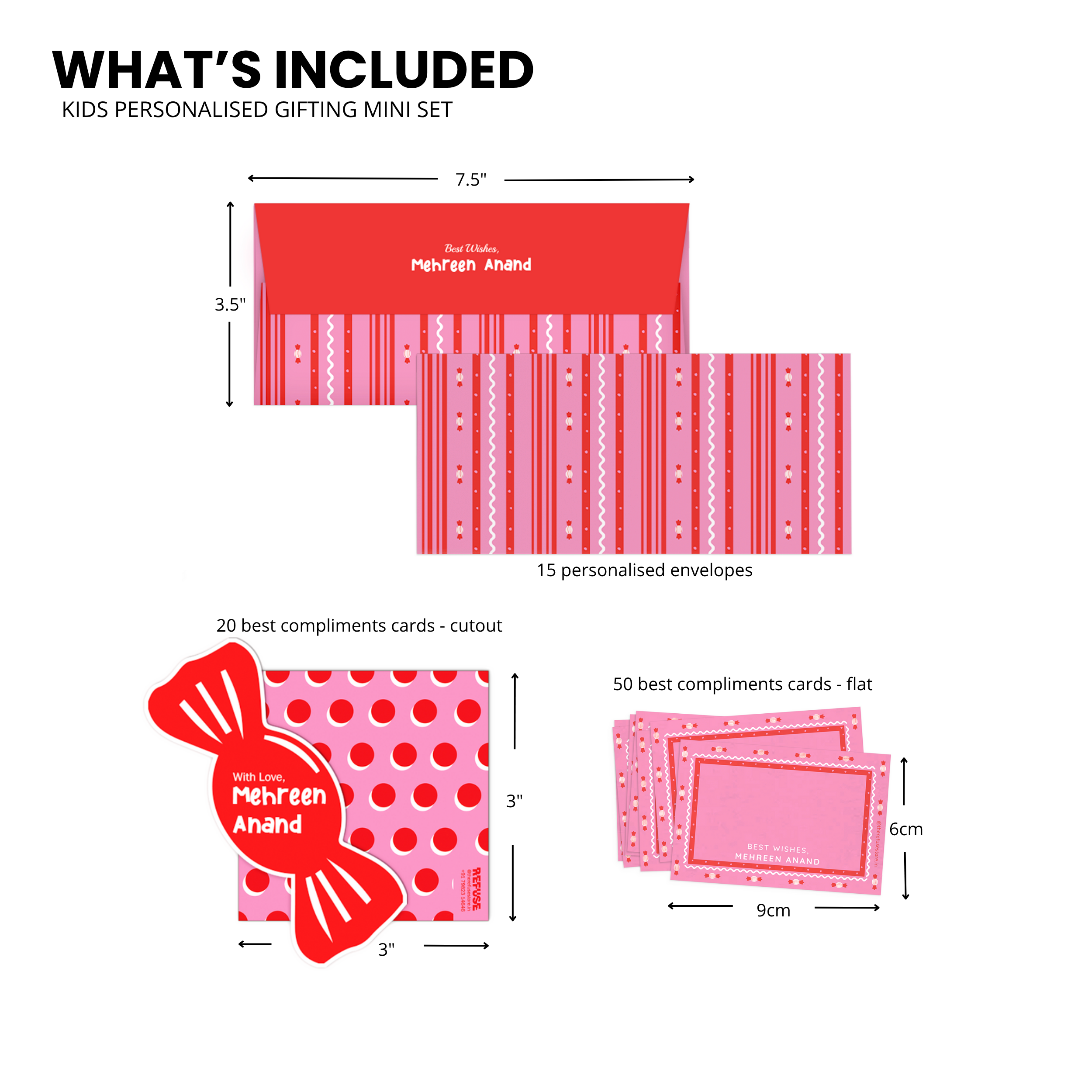 Pink & Red Candy Kids Personalised Gifting Mini Set