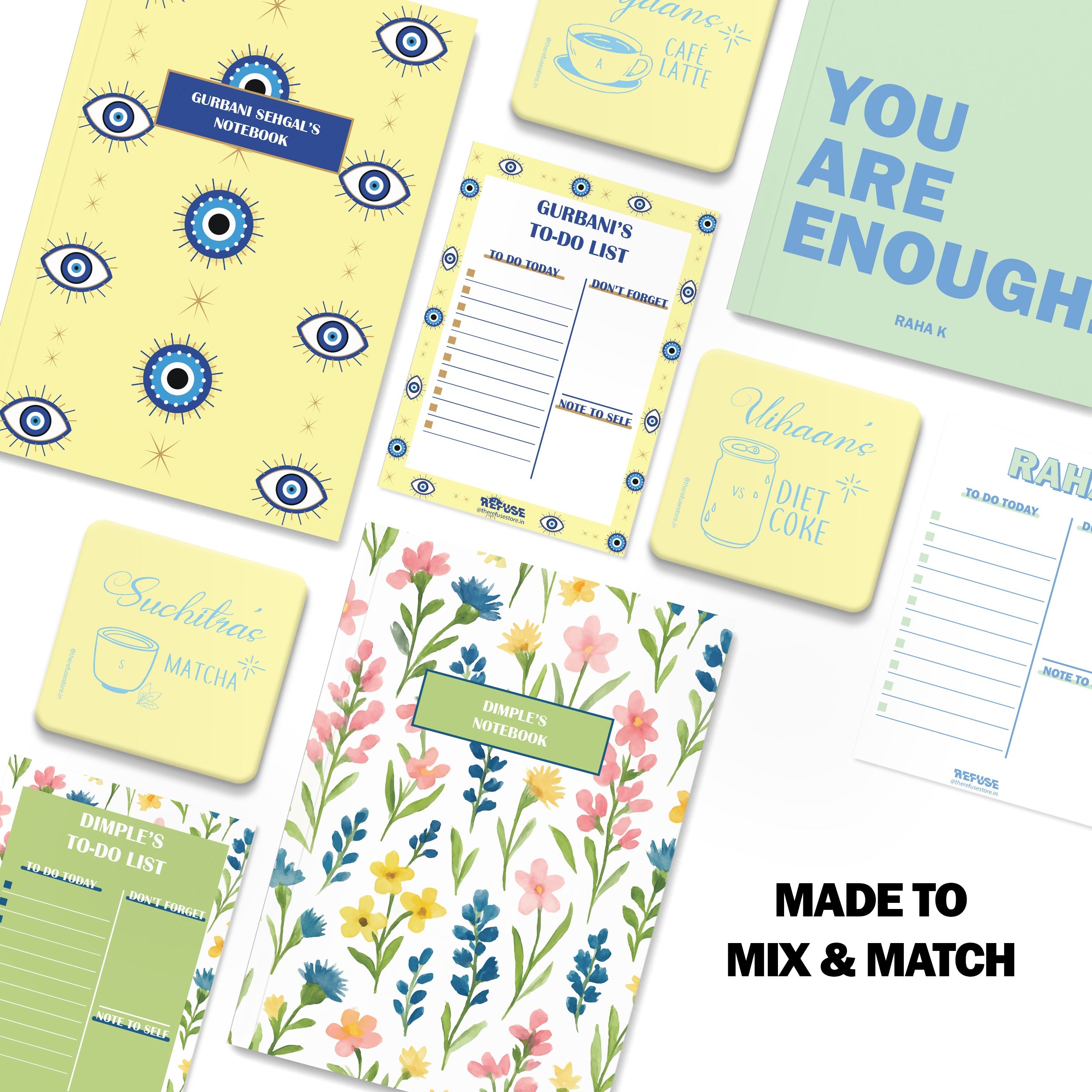 personalised notebook notepad & coaster set