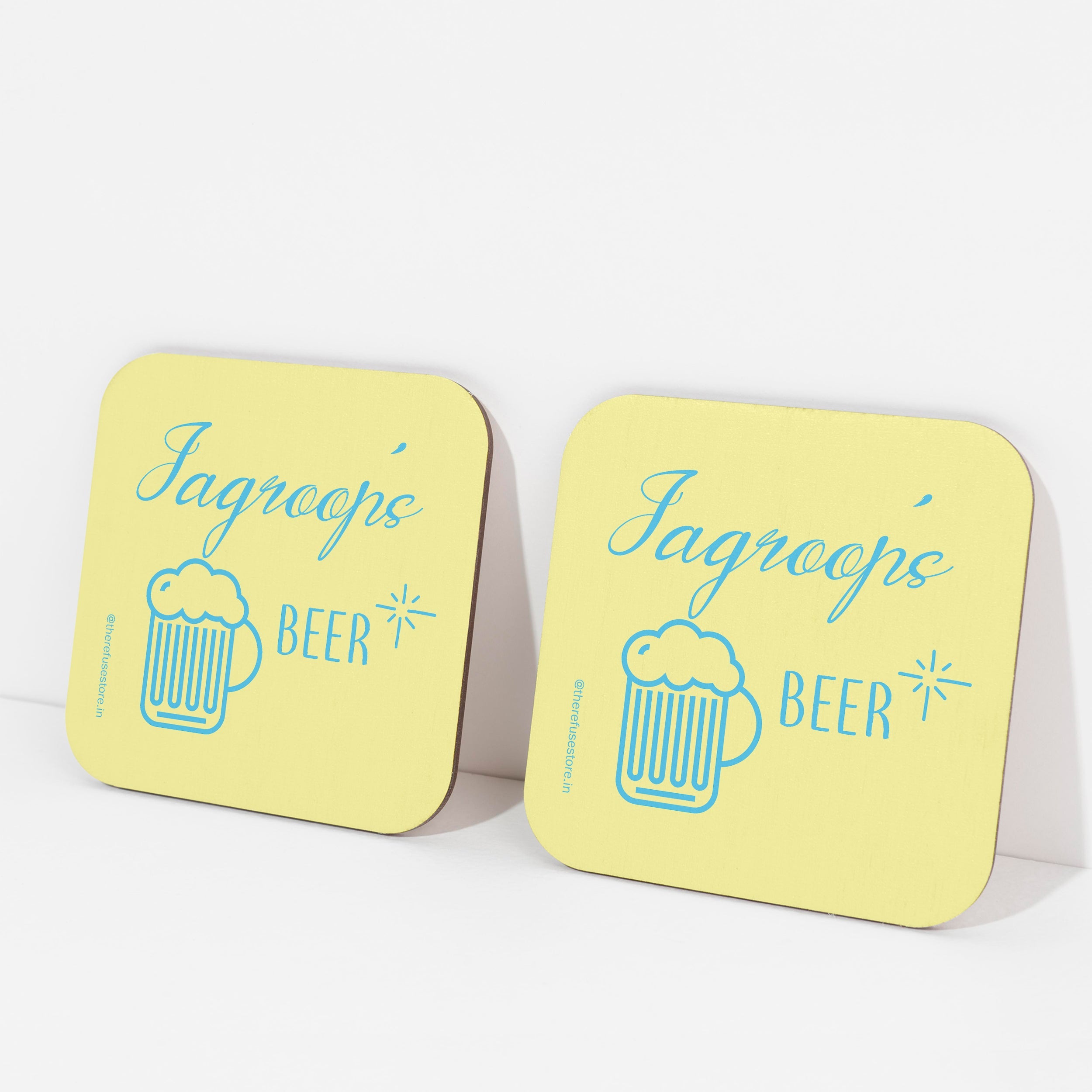 Yellow persoanlised beer coasters