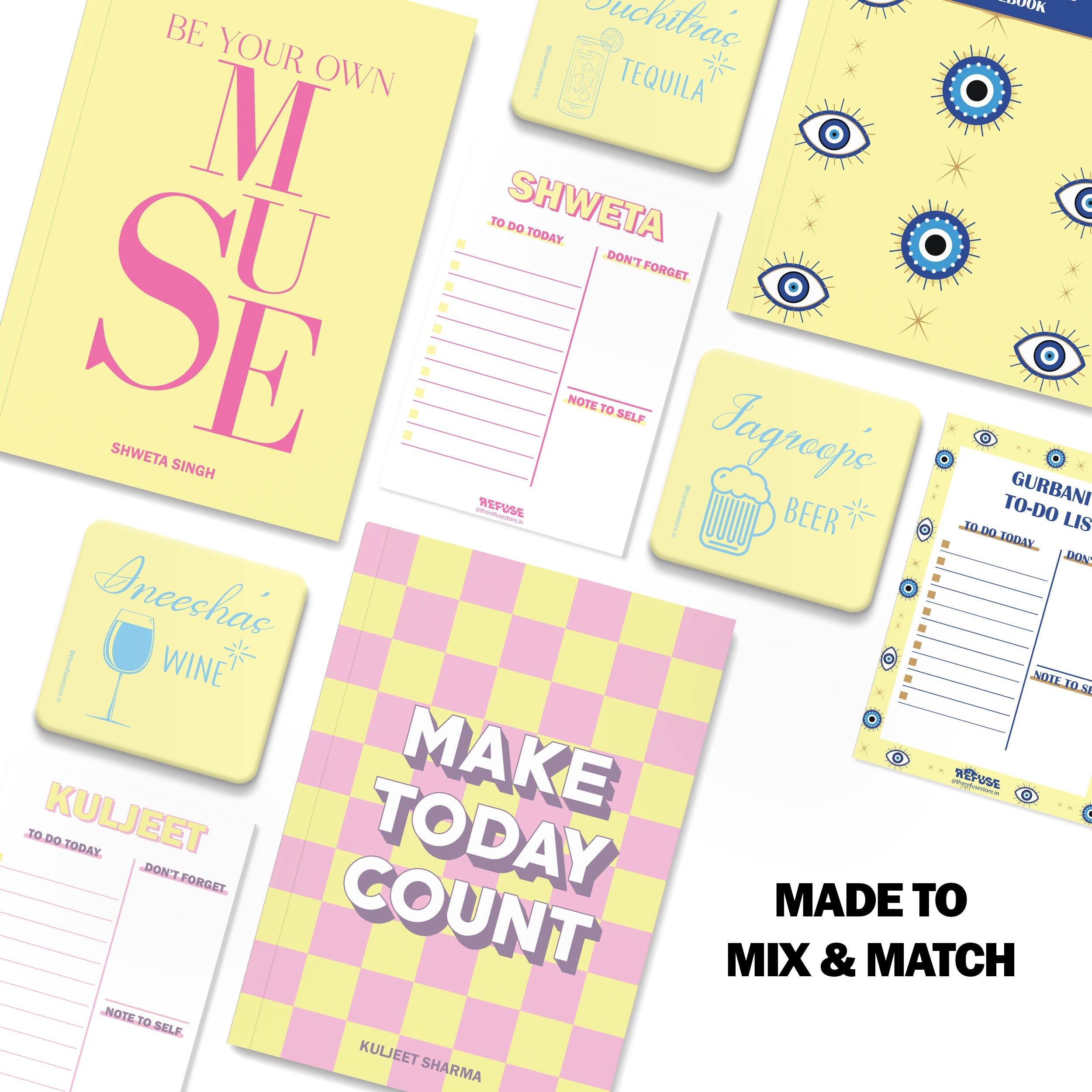 personalised notebook notepad & coaster set