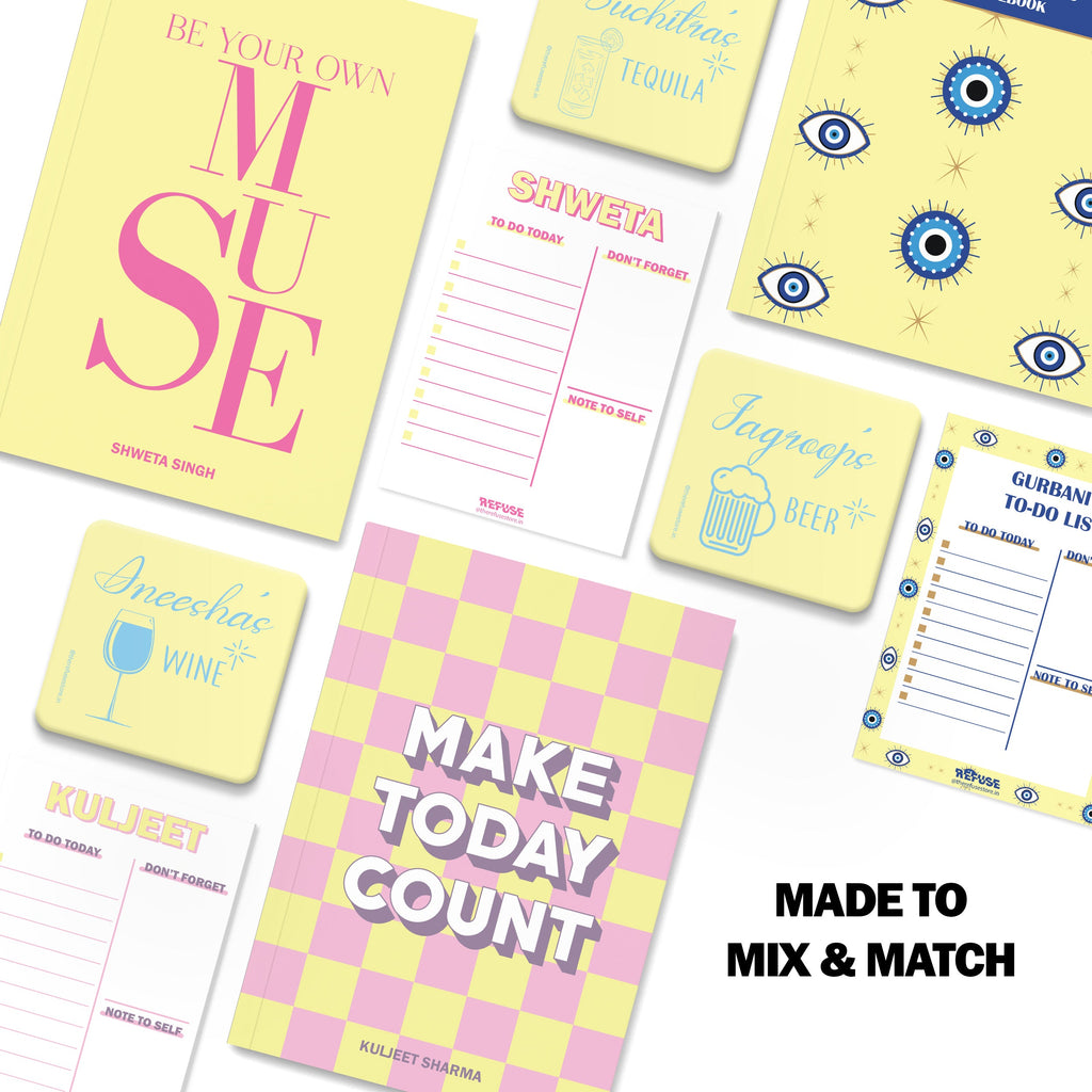 personalised notebook notepad & coaster set