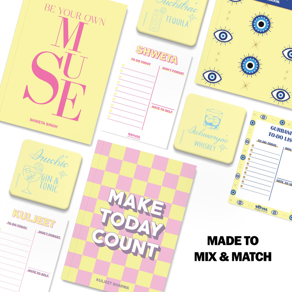 personalised notebook notepad & coaster set