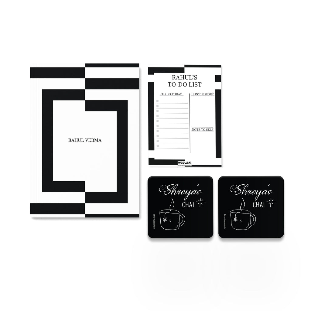 personalised notebook notepad & coaster set